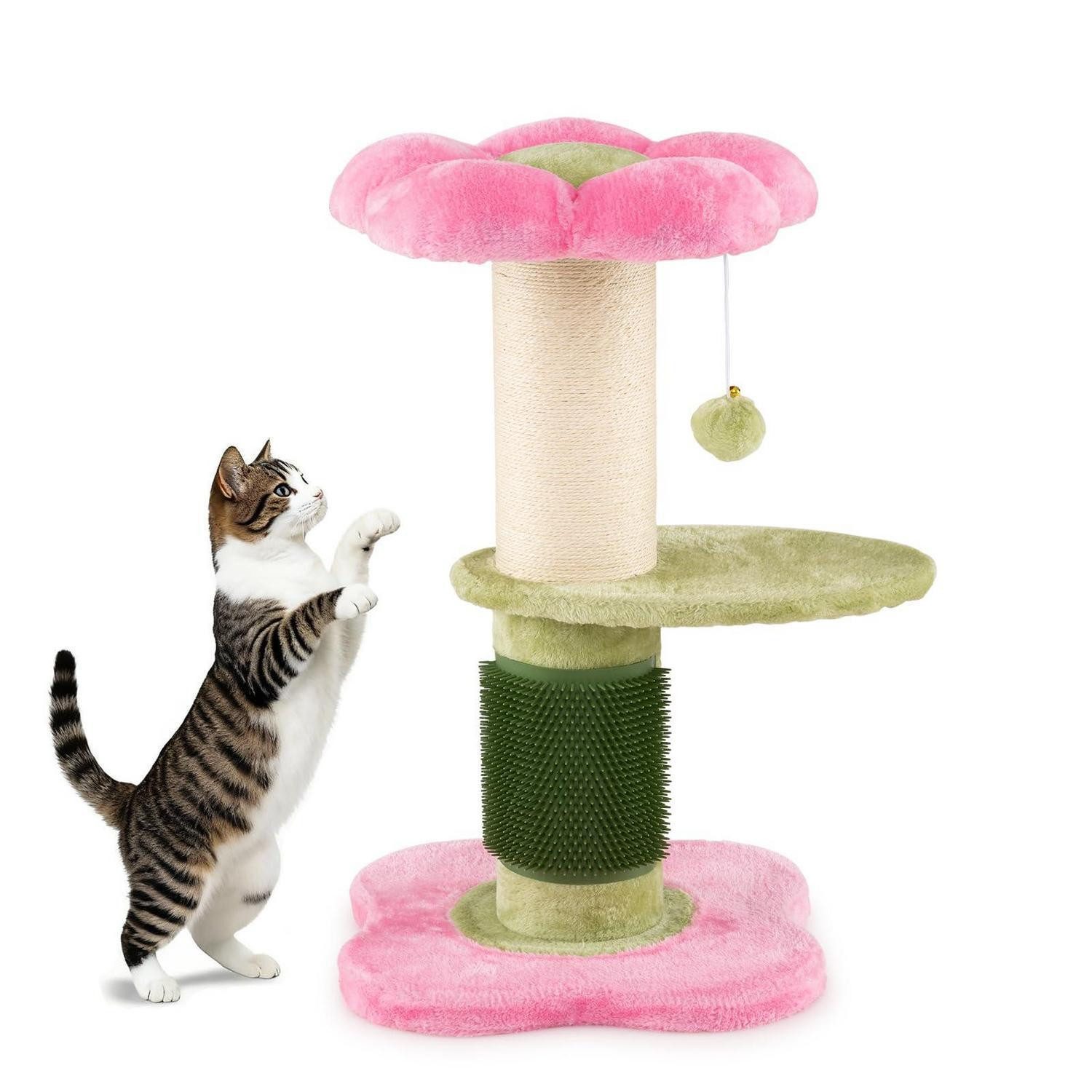 LuxusKollektion Tier-Beschäftigungsspielzeug Kratzbaum Katzenbaum Rosa 69 cm, Textil