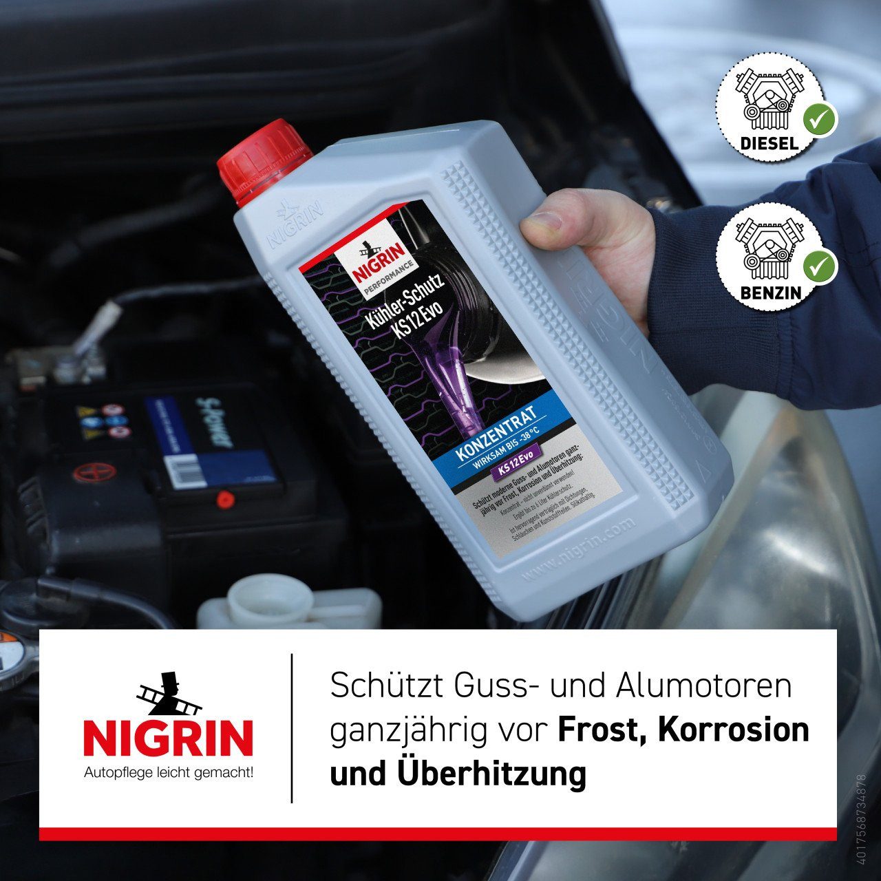 NIGRIN Kühlerfrostschutz Nigrin Performance Kühlerfrostschutz KS12 Evo 1,5