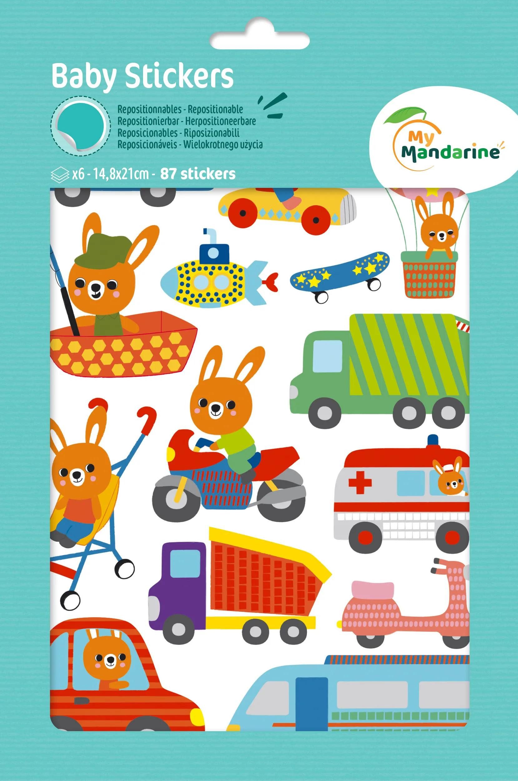 maildor Sticker 10x Baby, 6 Stickerbogen 14,8x21cm, Transportmittel Mehrfarbig AE166C, Sticker A5