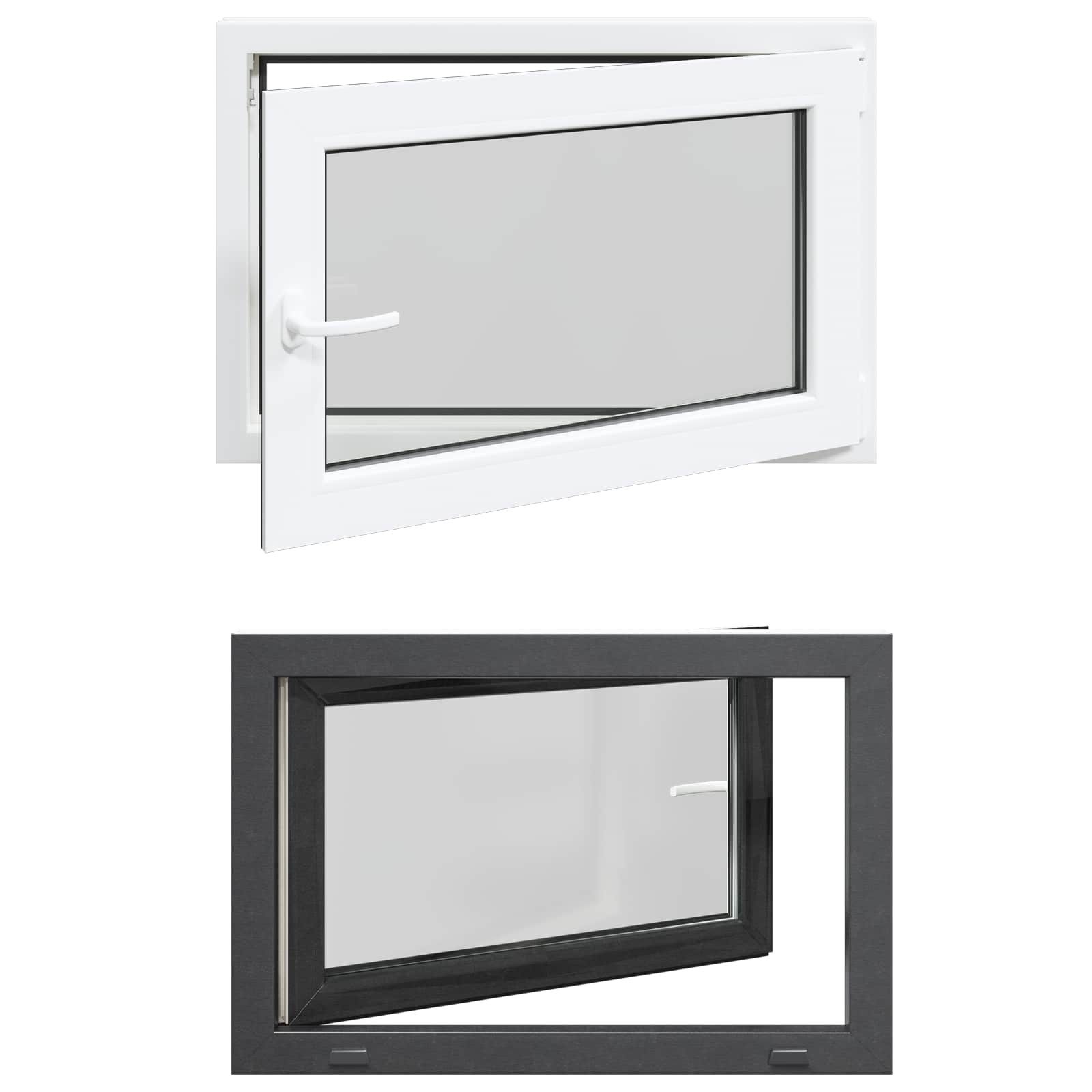 vidaXL Fenster Kellerfenster Innenseite Farbe Weiß RISOR 90 x 70 cm, (1 St)
