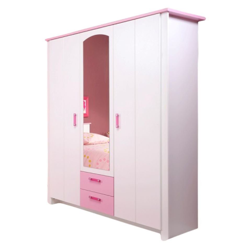 24 - weiß Türen 3 rosa Schranksystem Kindermöbel Biotiful Parisot