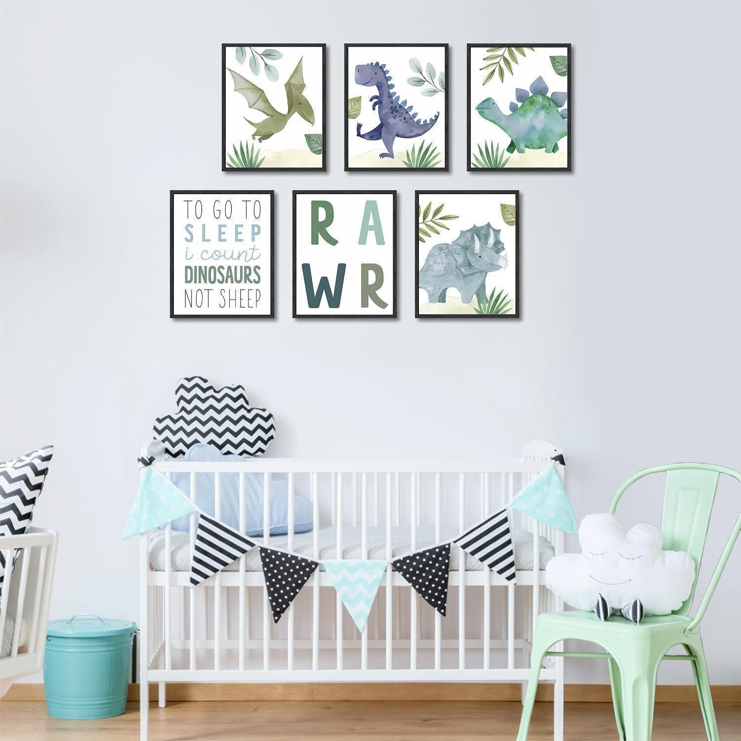 Dazzlewall Leinwandbild Abstrakte Dinosaurier Wandbilder Aquarell Leinwand günstig online kaufen