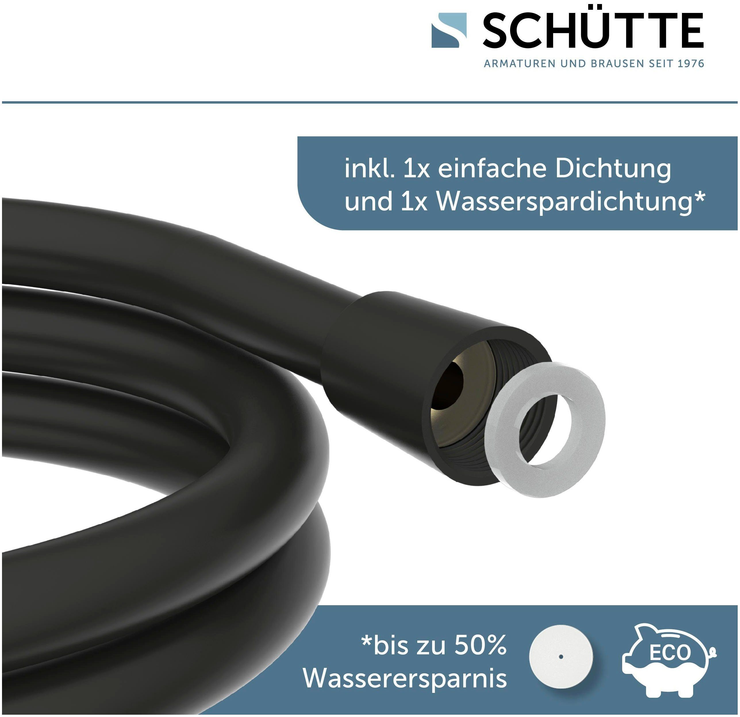 Schütte Brauseschlauch, diverse Längen, inkl. Wasserspardichtung - bis 50% Wasserersparnis