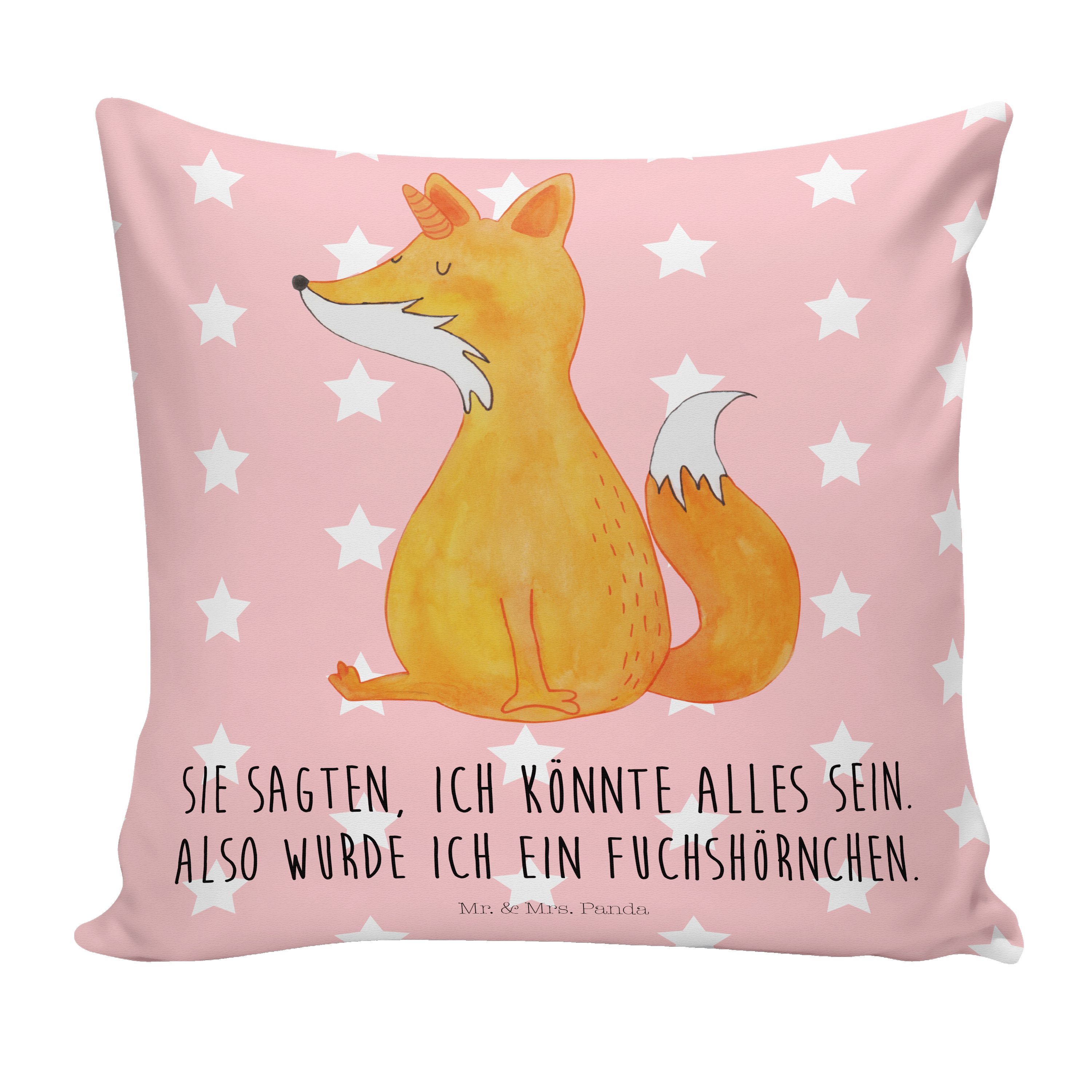 Mr. & Mrs. Panda Dekokissen Fuchshörnchen - Rot Pastell - Geschenk, Sofakissen, Füchse, Motivkiss