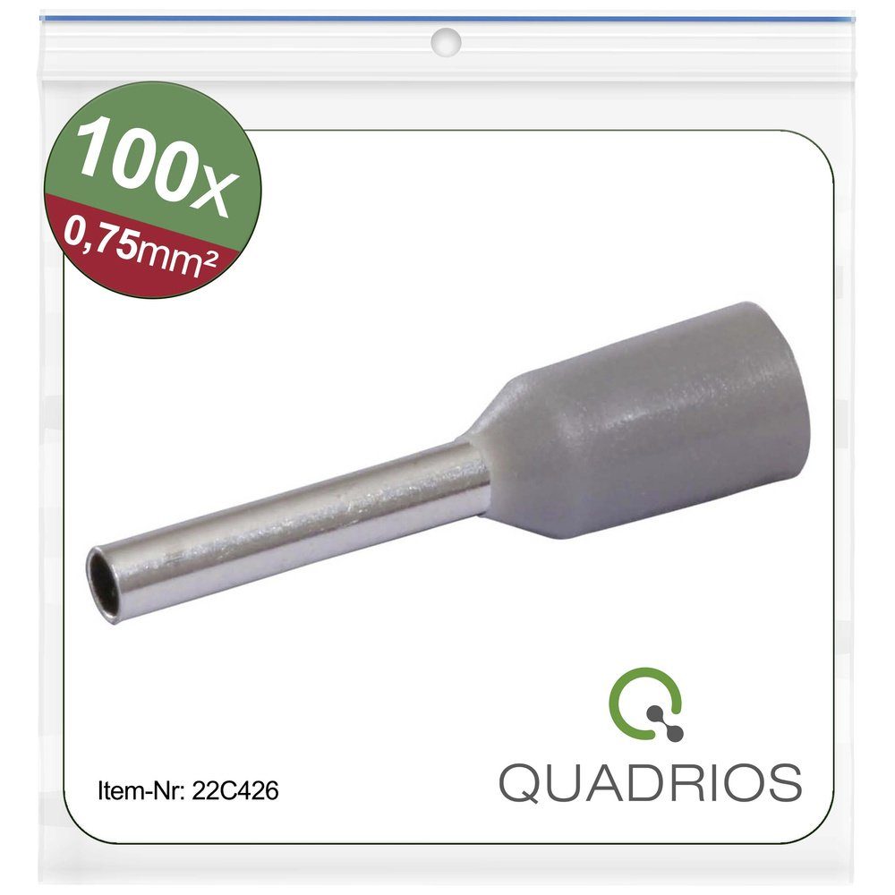 Quadrios Aderendhülsen Quadrios 22C426 Aderendhülse 0.75 mm² Teilisoliert Grau 1 Set, 22C426