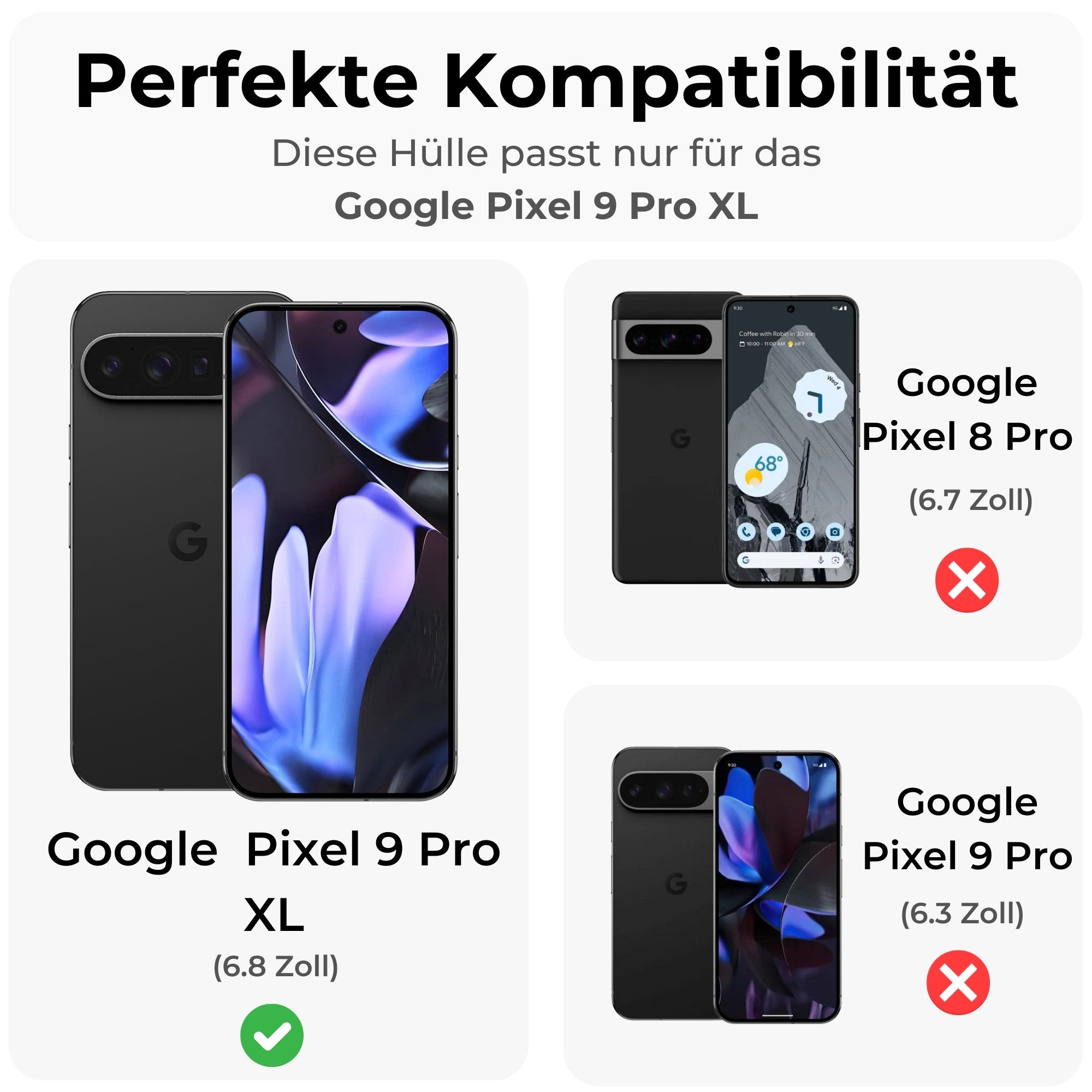 betterfon Smartphone-Hülle Handyhülle für Google Pixel 9 Pro XL 2-teilig TPU Body Bumper Case, Premium Handycase - 3-Schichten Schutz & erhöhte Kanten – Bild 2 von 5