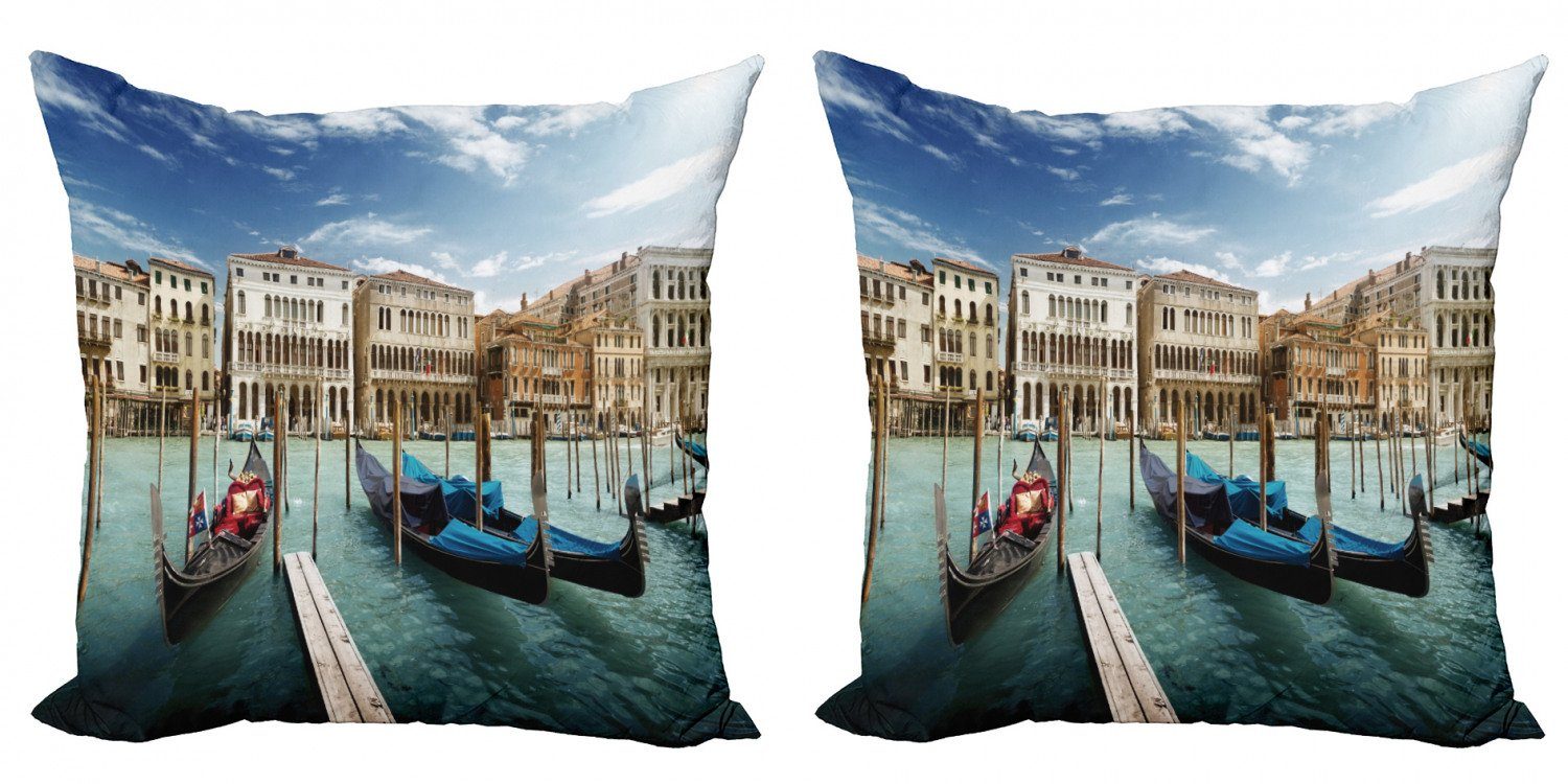 Kissenbezüge Modern Accent Doppelseitiger Digitaldruck, Abakuhaus (2 Stück), Italien Gondeln Lagune von Venedig