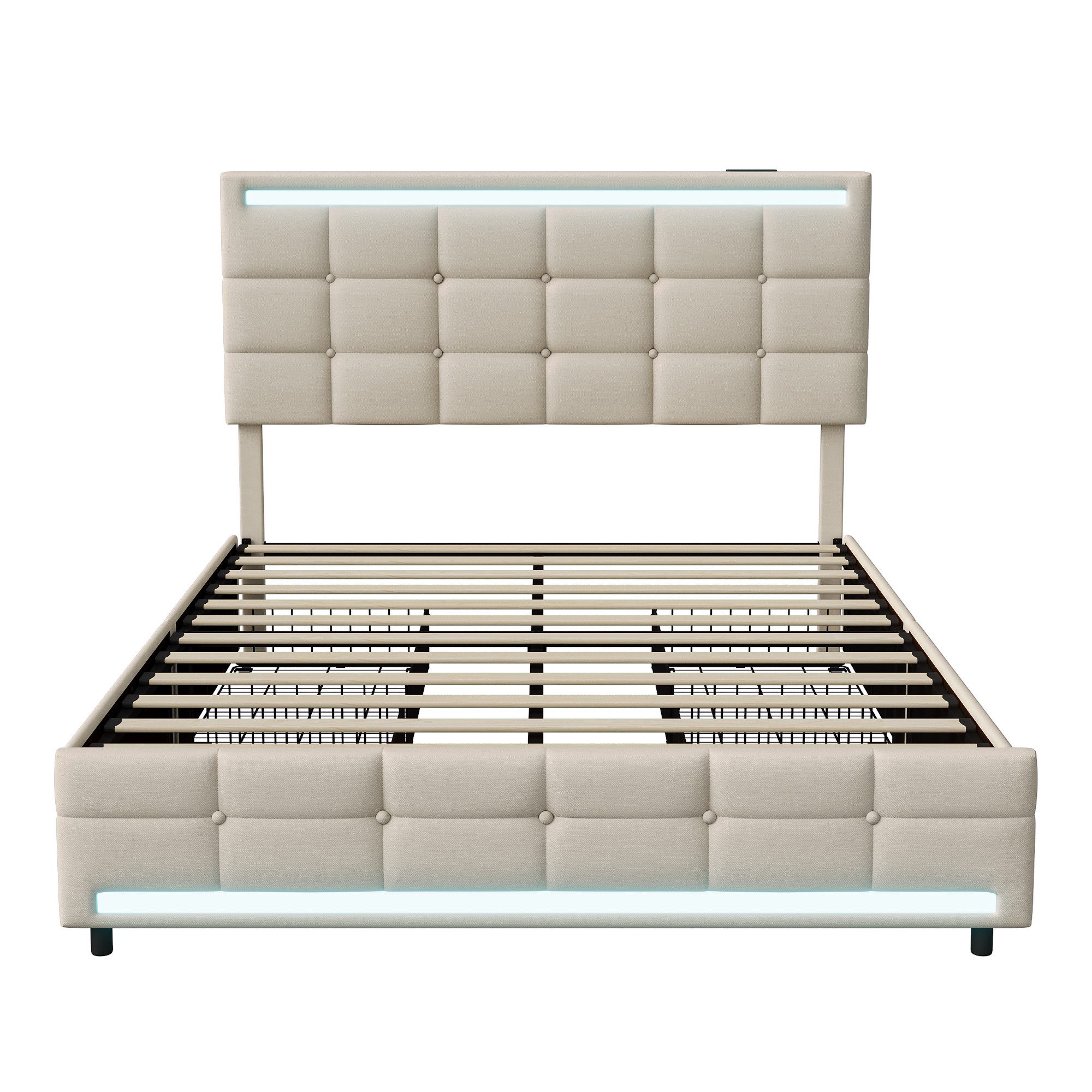 Gdood Polsterbett Stauraumbett Doppelbett Mit LED günstig online kaufen