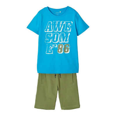 Name It T-Shirt Name It Jungen Sommer Set in grün/blau mit Print