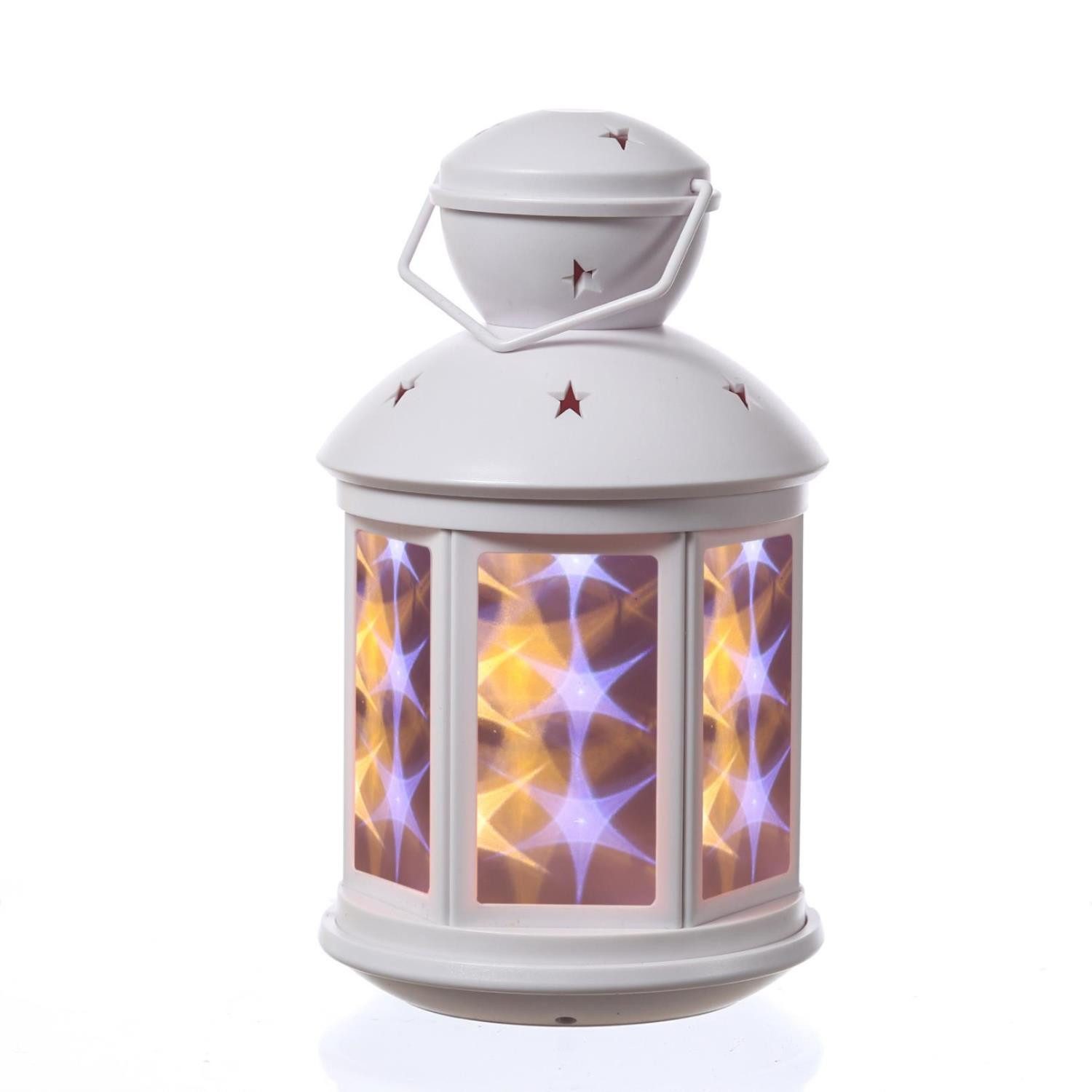 MARELIDA LED Laterne LED Laterne weiße Sterne Hologramm Sterneneffekt Dekolaterne 22cm weiß, WW/CW (warmweiß-kaltweiss)