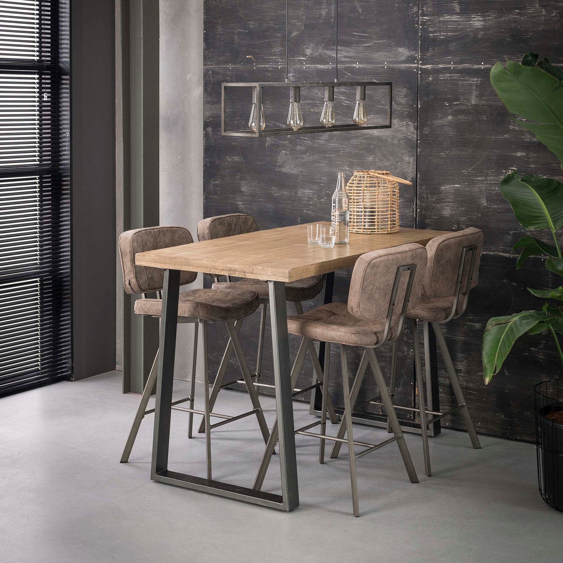 Hoyz Collection Bartisch Hoyz Collection – Industrieller Stehtisch - Massives Mangoholz