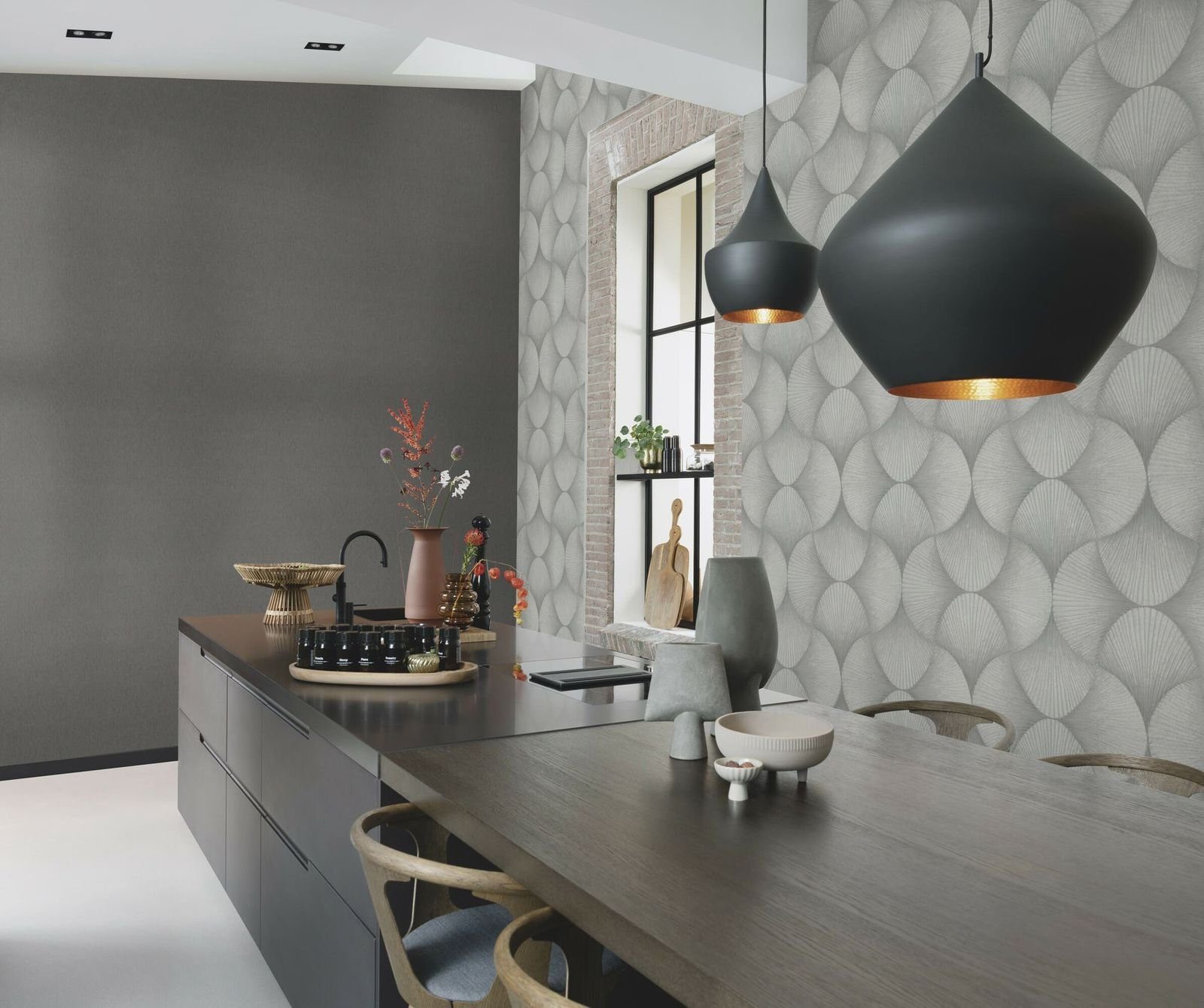 Rasch Vliestapete 3D-Effekt Grafik Art Deco Silber Metallic 608212 Sky Lounge