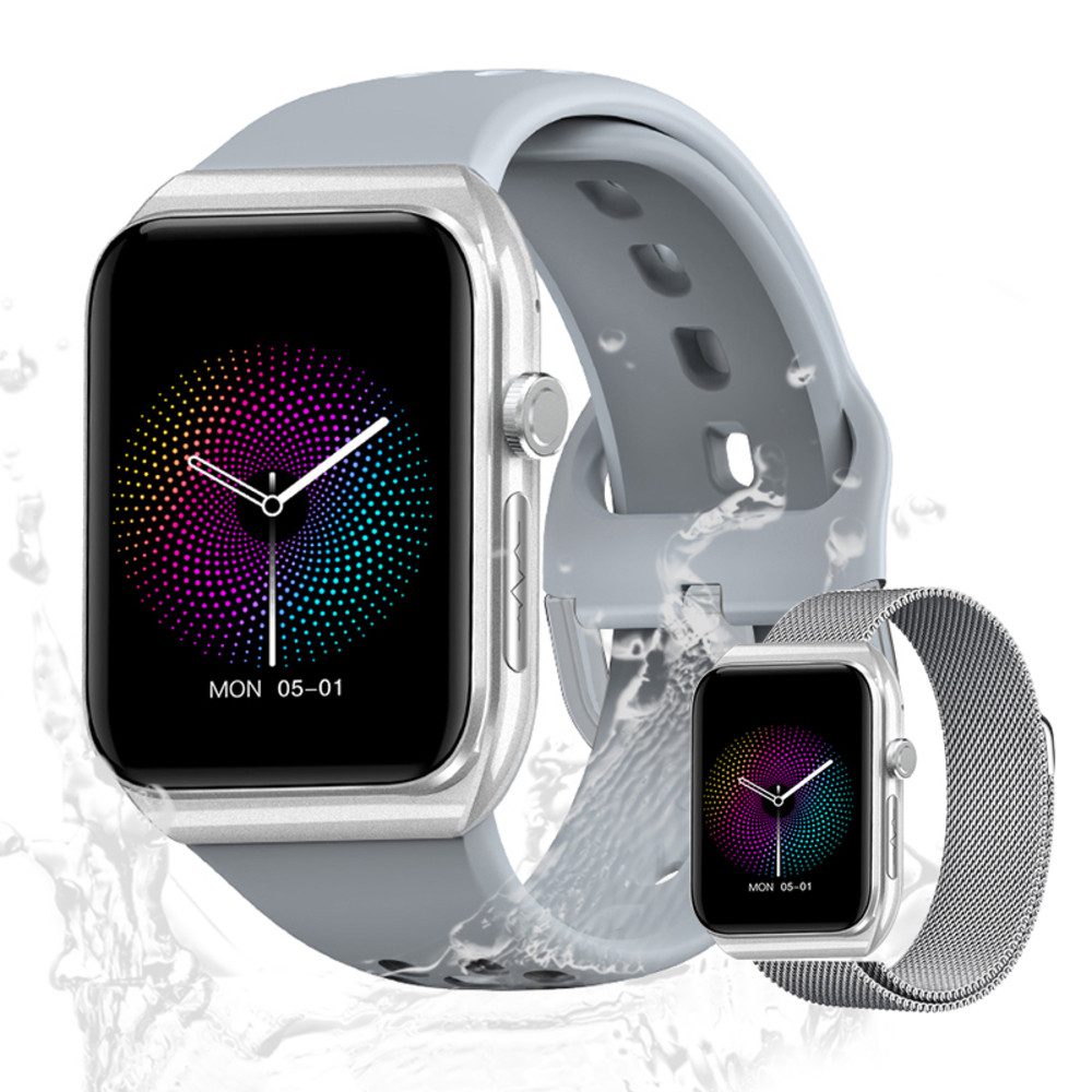 Valdus Herren’s und Damen's IP65 Wasserdicht Fitness-Tracker Smartwatch (1.81 Zoll, Android / iOS), mit ECG Blutdruck Blutsauerstoff Schrittzähler Bluetooth-Anruffunktion