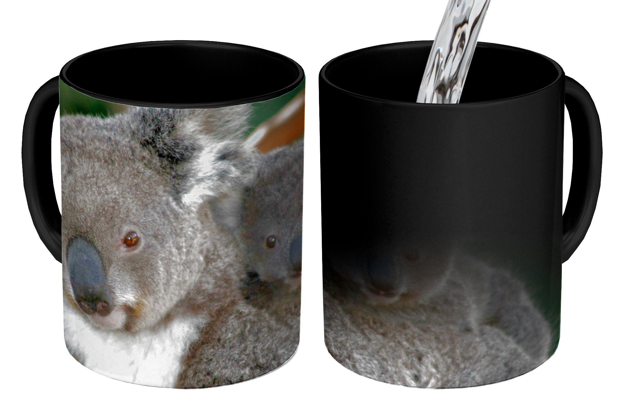 MuchoWow Tasse Koalas - Vater - Kind - Jungen - Mädchen, Keramik, Farbwechsel, Kaffeetassen, Teetasse, Zaubertasse, Geschenk