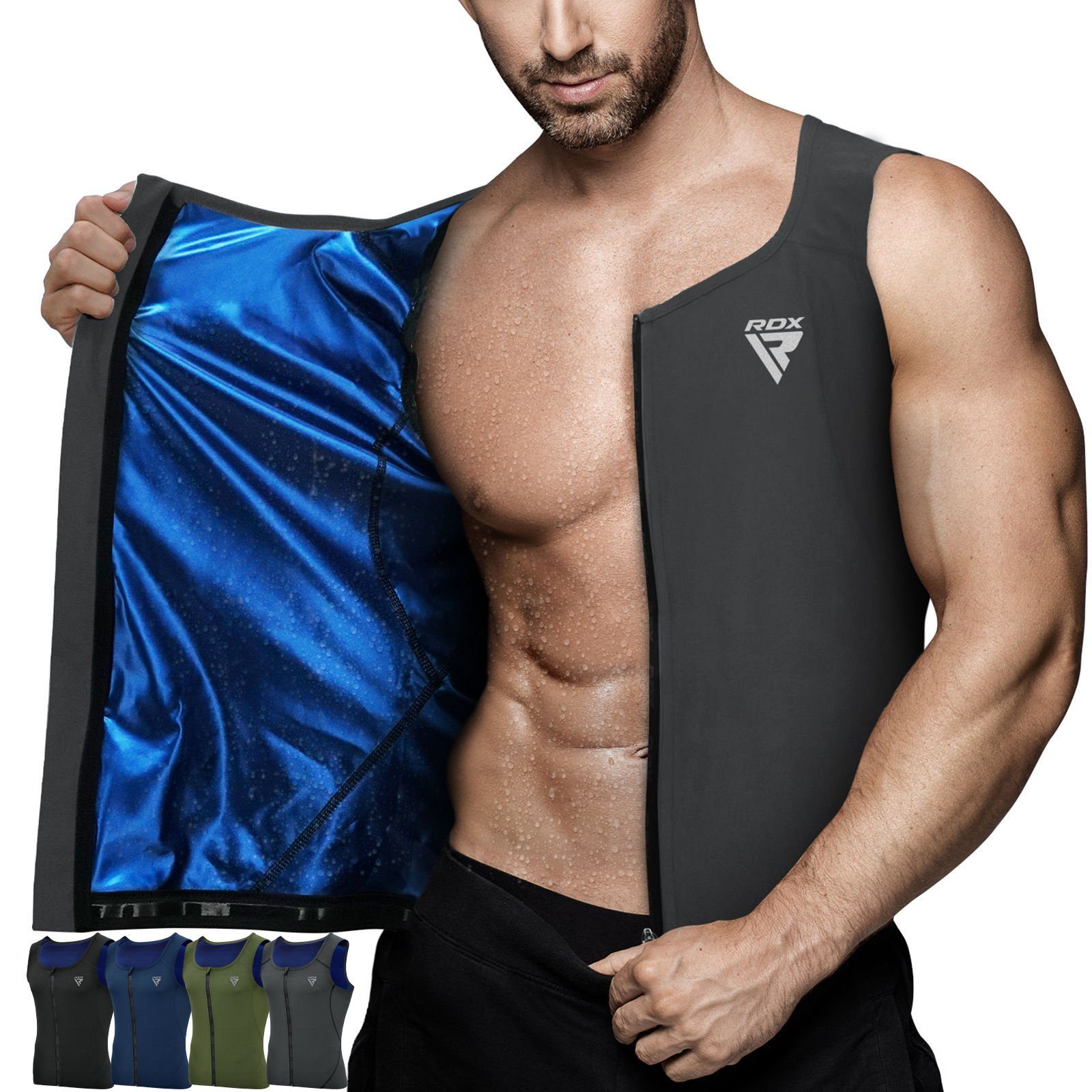 RDX Kompressionsshirt RDX Herren Sauna Weste Wärme Trapping Schweiß Taille Trainer (Single, 1er-Pack) Fitness, Training
