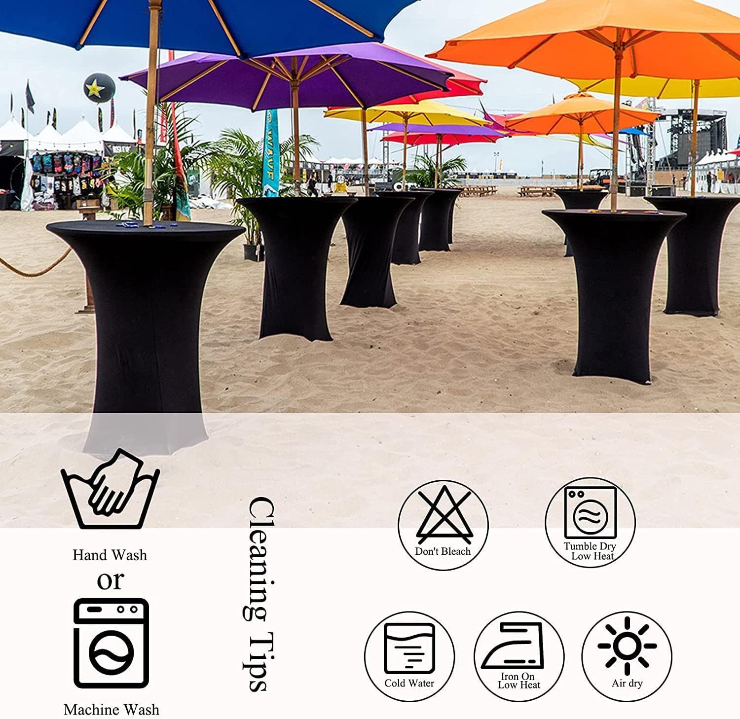 BlingBin Stehtischhusse 6er-Set Stretch Stehtisch Husse für Bistrotisch Ø 80-85 cm Elegante, Verstärkung im Fußbereich, Stretch-Husse Hussen für Stehtische