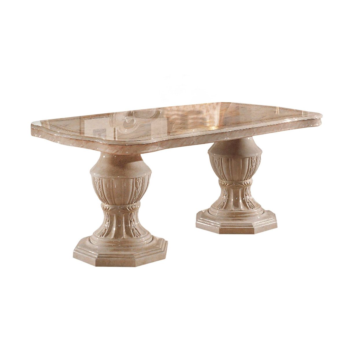 Interdesign24 Esstisch Bella (ausziehbar, 185 - 230 cm, im Barock-Stil, mit Goldverzierungen), in Beige Hochglanz