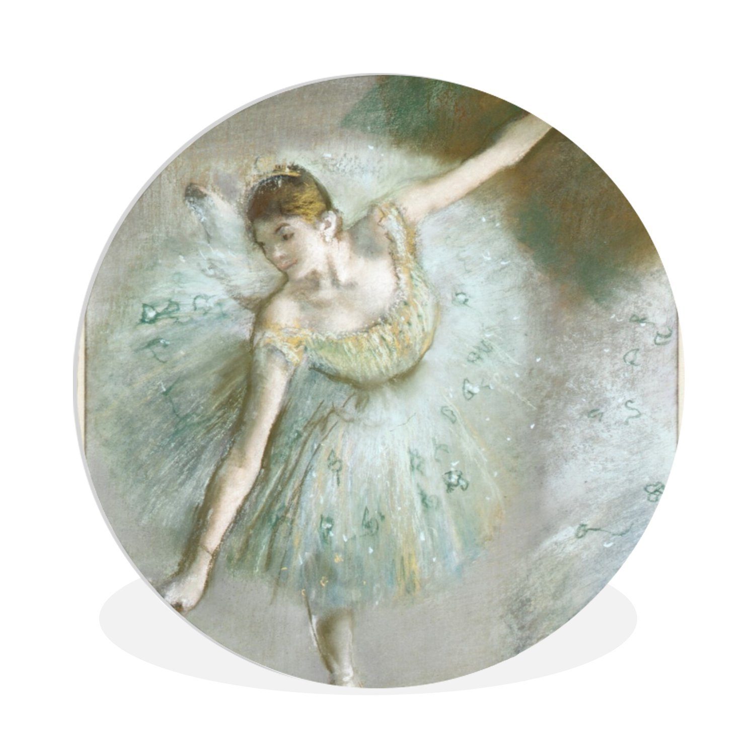 MuchoWow Gemälde Tänzerin in Grün - Gemälde von Edgar Degas, (1 St), Kreis Wanddekoration Forex, Rundes Wandbild, Wohnzimmer, 30x30 cm