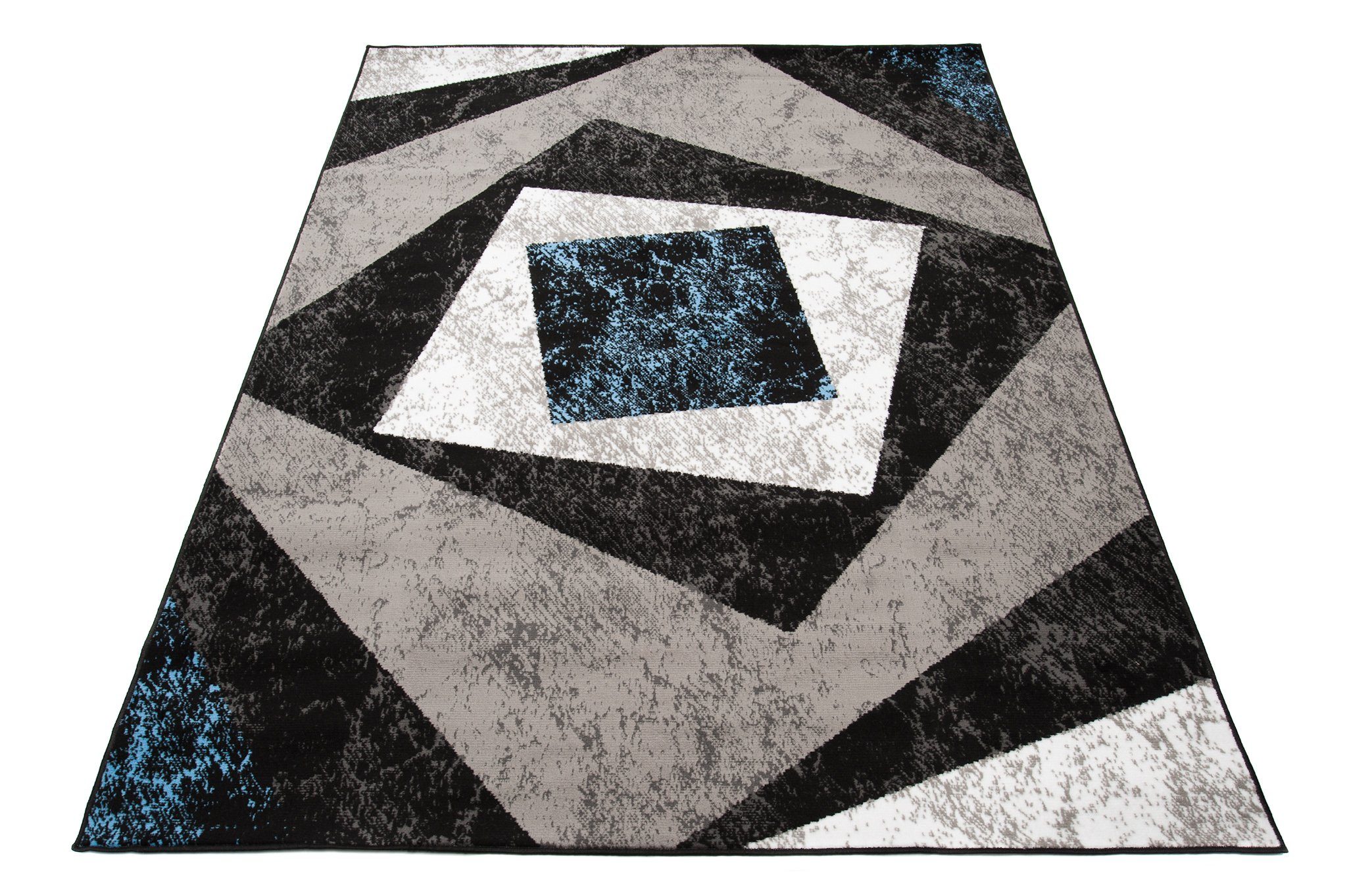Mazovia Designteppich Modern Teppich Kurzflor Wohnzimmerteppich Robust und pflegeleicht GRAU, 80 x 150 cm, Fußbodenheizung,Allergiker geeignet,Farbecht,Pflegeleicht,Geometrisch