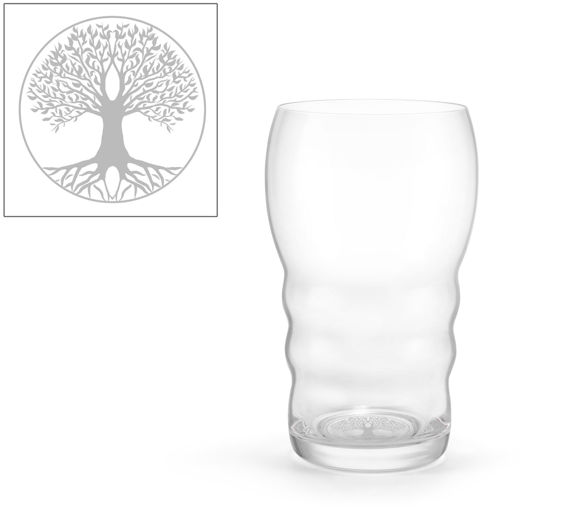 LivingDesigns Glas Galileo Lebensbaum Lasergravur 0.5l, Bleifreies Glas, 0,5 l Fassungsvermögen