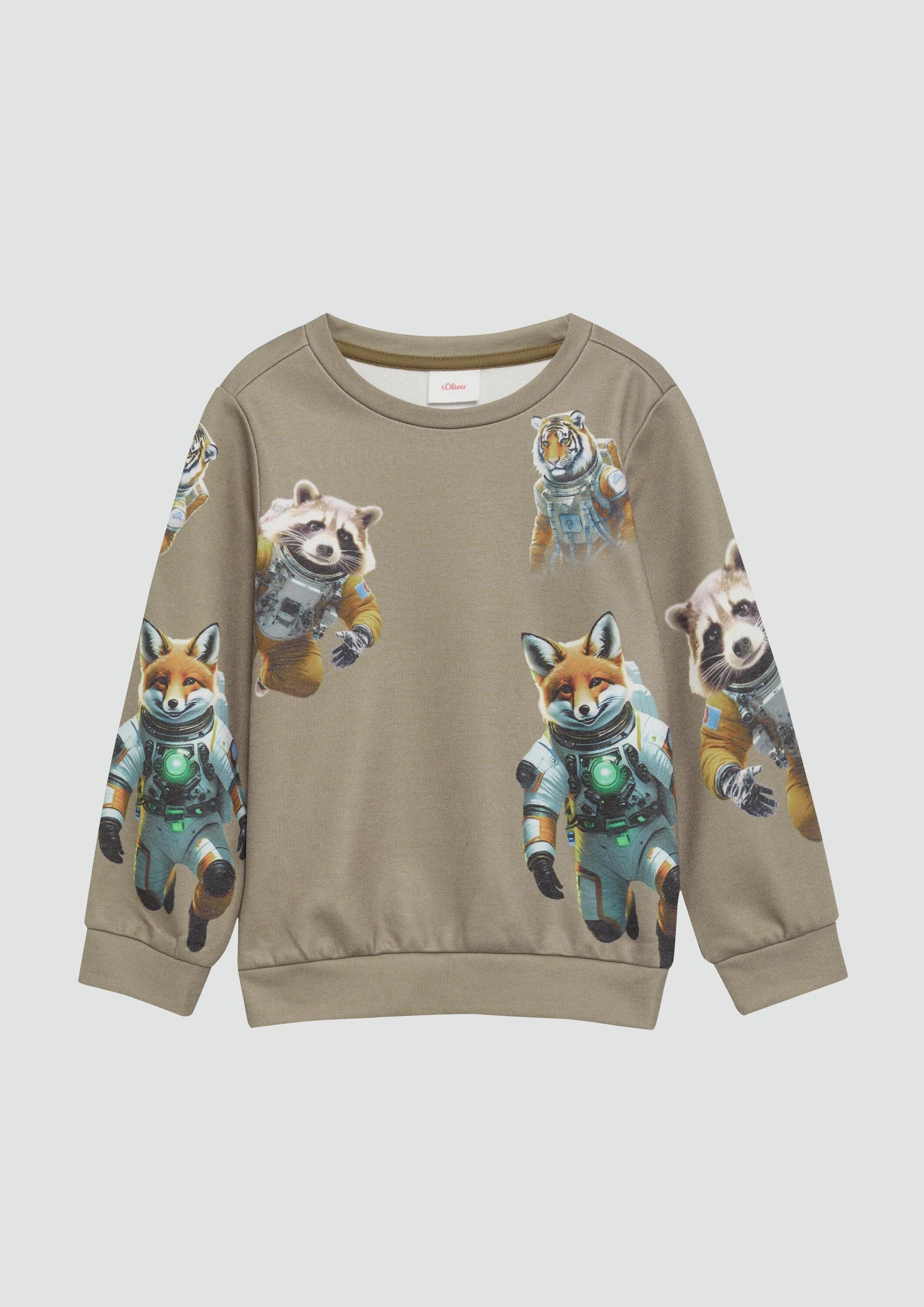 s.Oliver Sweatjacke Sweatshirt Sweatshirt mit All-over-Print