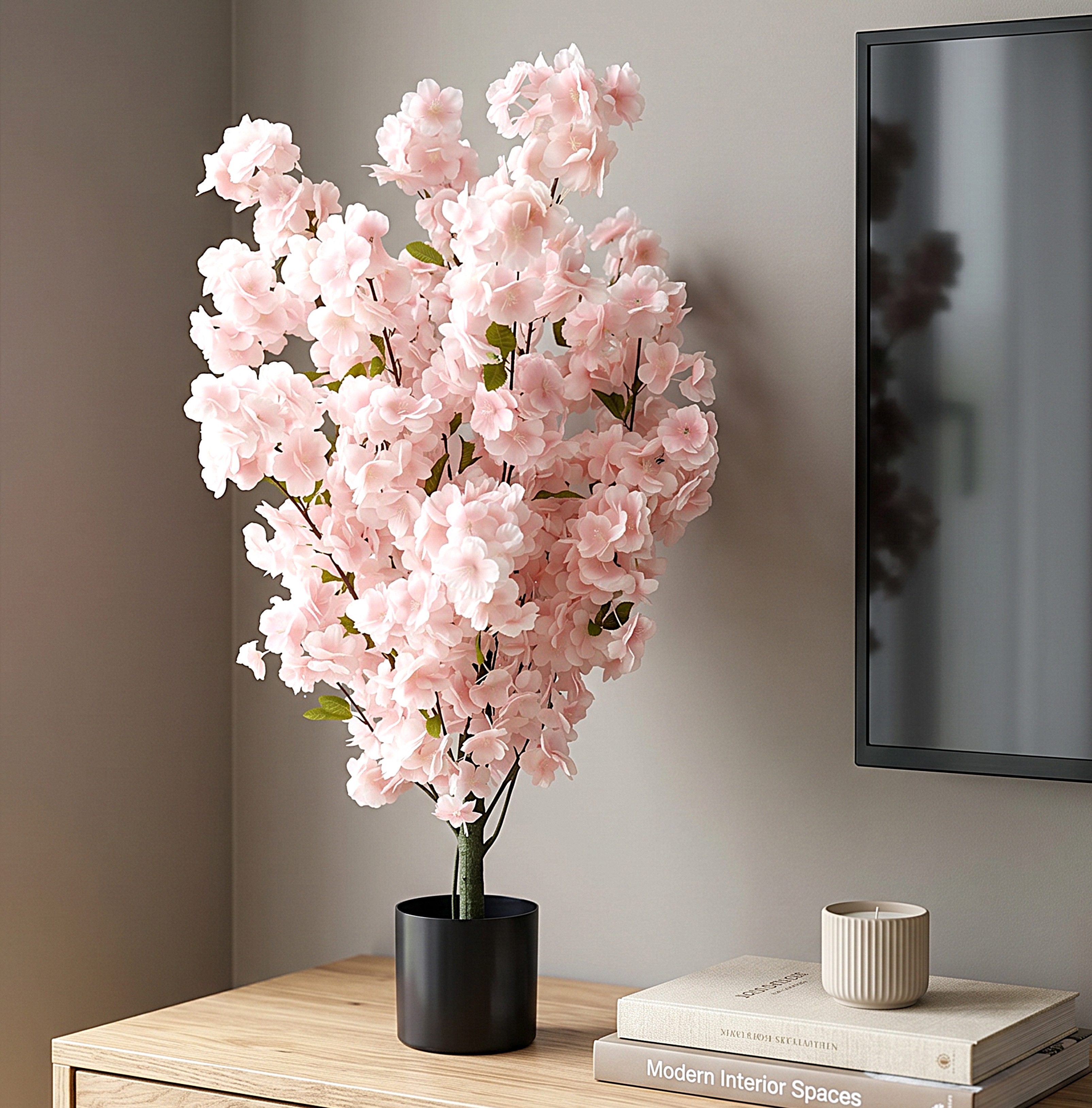 Kunstpflanze künstliche Kirschblüte Kunstbaum Zimmerpflanze Deko Kirschblütenbaum, Arnusa, Höhe 80 cm, fertig im Topf in Rosa oder Weiß