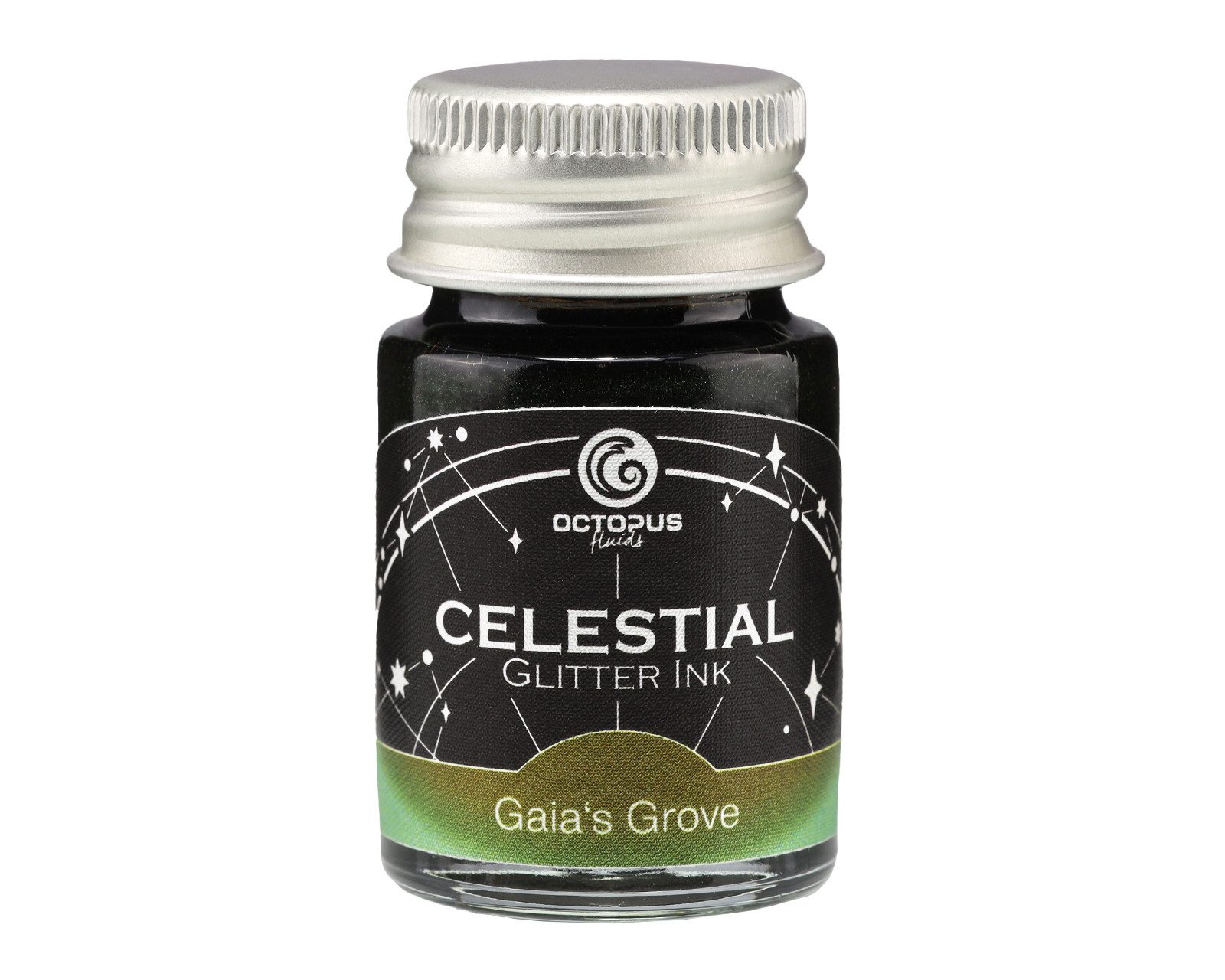 OCTOPUS Fluids Celestial Glitter Gaia’s Grove 10ml Füllhaltertinte mit Glitzer Tintenglas (10ml, 1-tlg)
