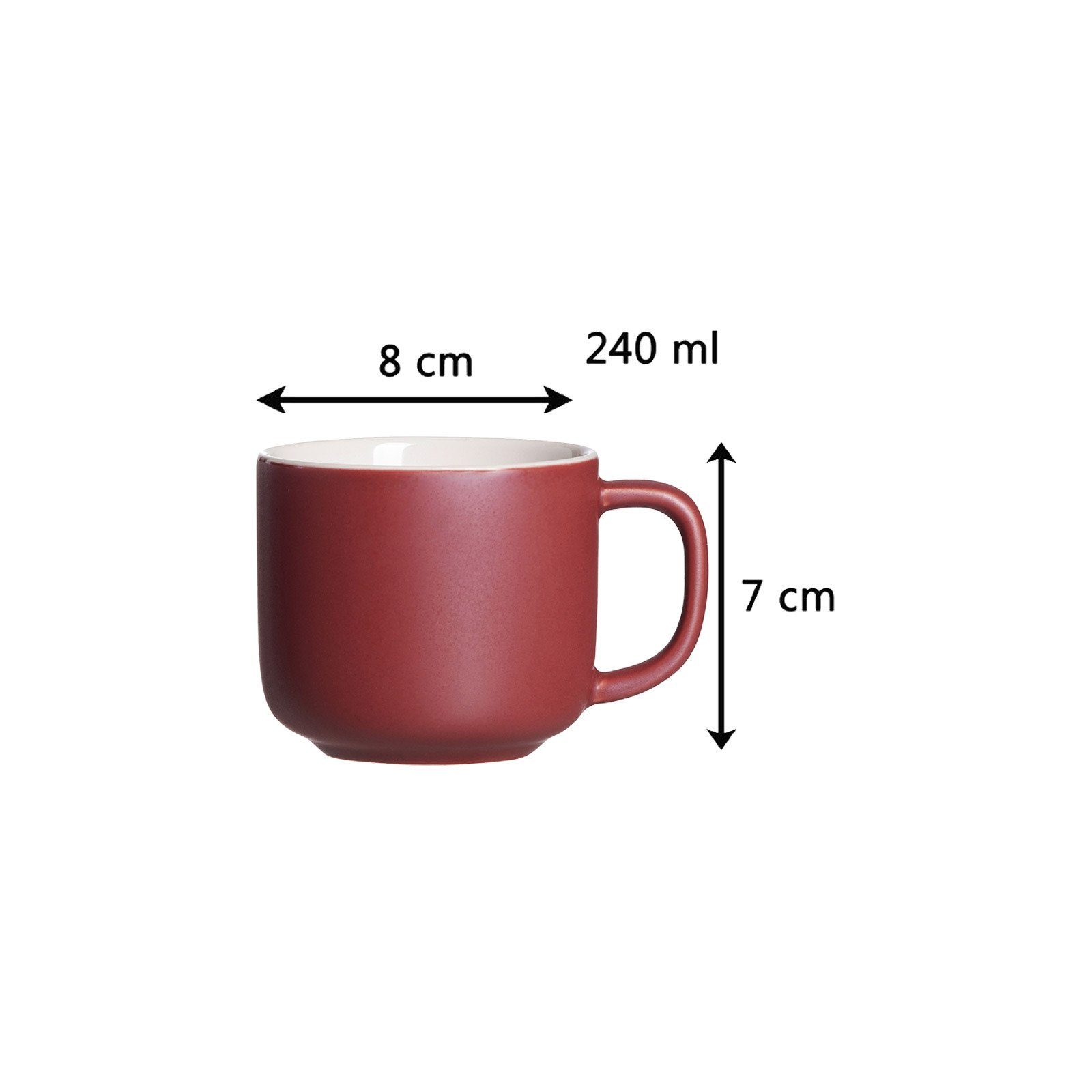 240 ml, Keramik Breker Ritzenhoff & Beere Jasper Kaffeetasse Tasse Untertasse mit