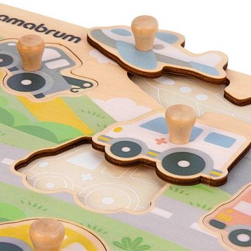 Mamabrum Steckpuzzle Holzpuzzle - Autos Fahrzeuge Fahrzeuge Verkehrsmittel, Puzzleteile