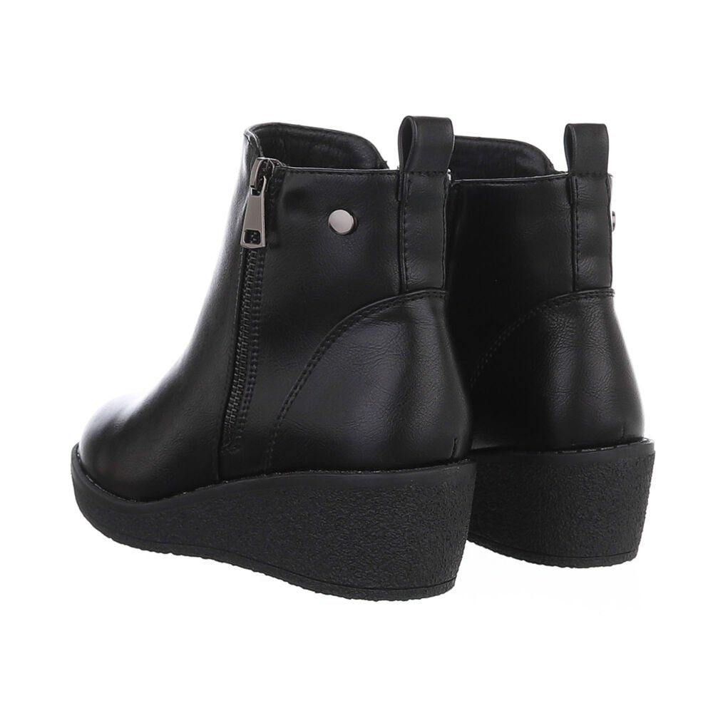 Ital-Design Damen Elegant Keilstiefelette (84338211) Keilabsatz/Wedge Keilstiefeletten in Schwarz