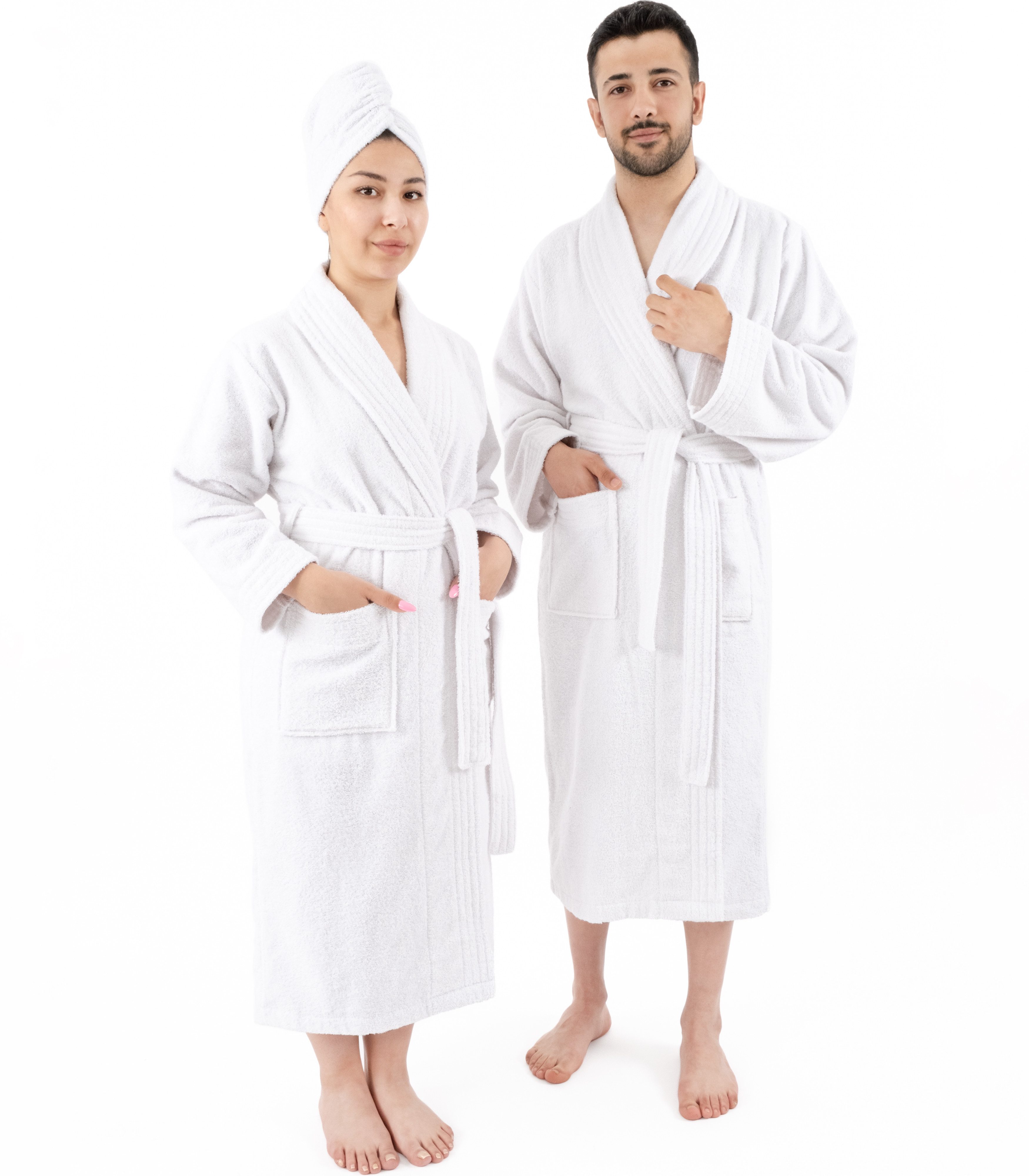 HAMMETEX Bademantel Bademantel 100% Baumwolle Unisex, 400 GSM, Weich & Saugfähig, Langform, Baumwolle, Schalkragen, Gürtel, ideal für Sauna & Spa, Hotelbademantel, Morgenmantel