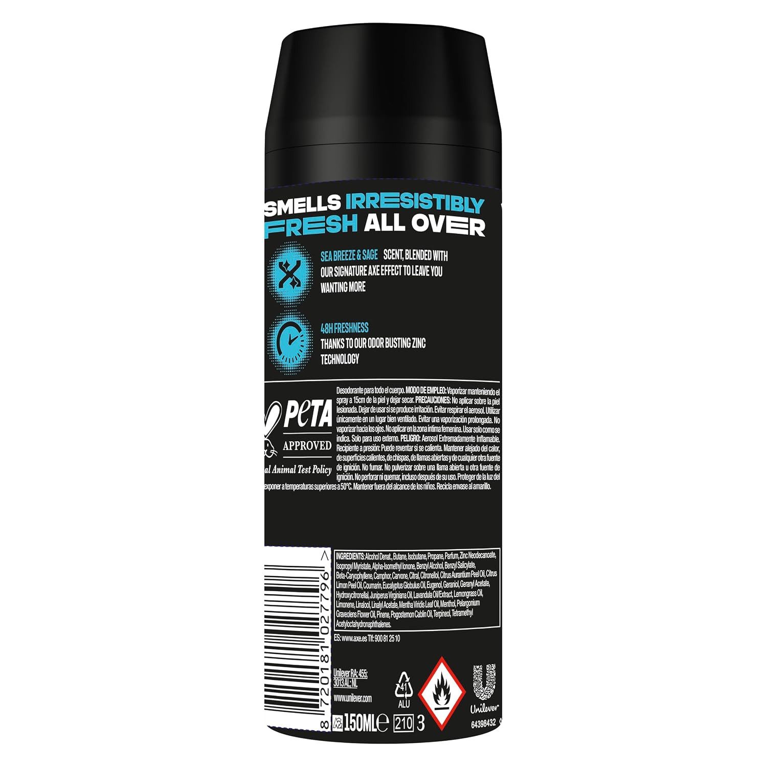 axe Bodyspray 6x Axe Bodyspray Marine Deodorant für Herren 150 ml, 6-tlg., 48H Non Stopp Frische