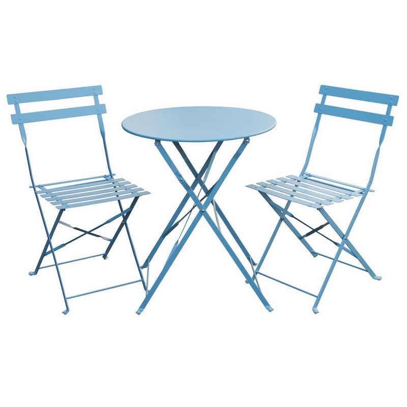 SVITA Balkonset »Bistro-Set«, (Set, 3-tlg., Bistro-Set), Tisch mit 2 Stühlen, Klappbar, Pflegeleicht, Witterungsbeständig, Blau