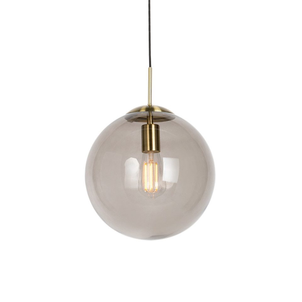 Qazqa Pendelleuchte Ball, Dimmbar, LED wechselbar, Warmweiß, QAZQA Hängeleuchte, e27, Gold, Glas, Modern