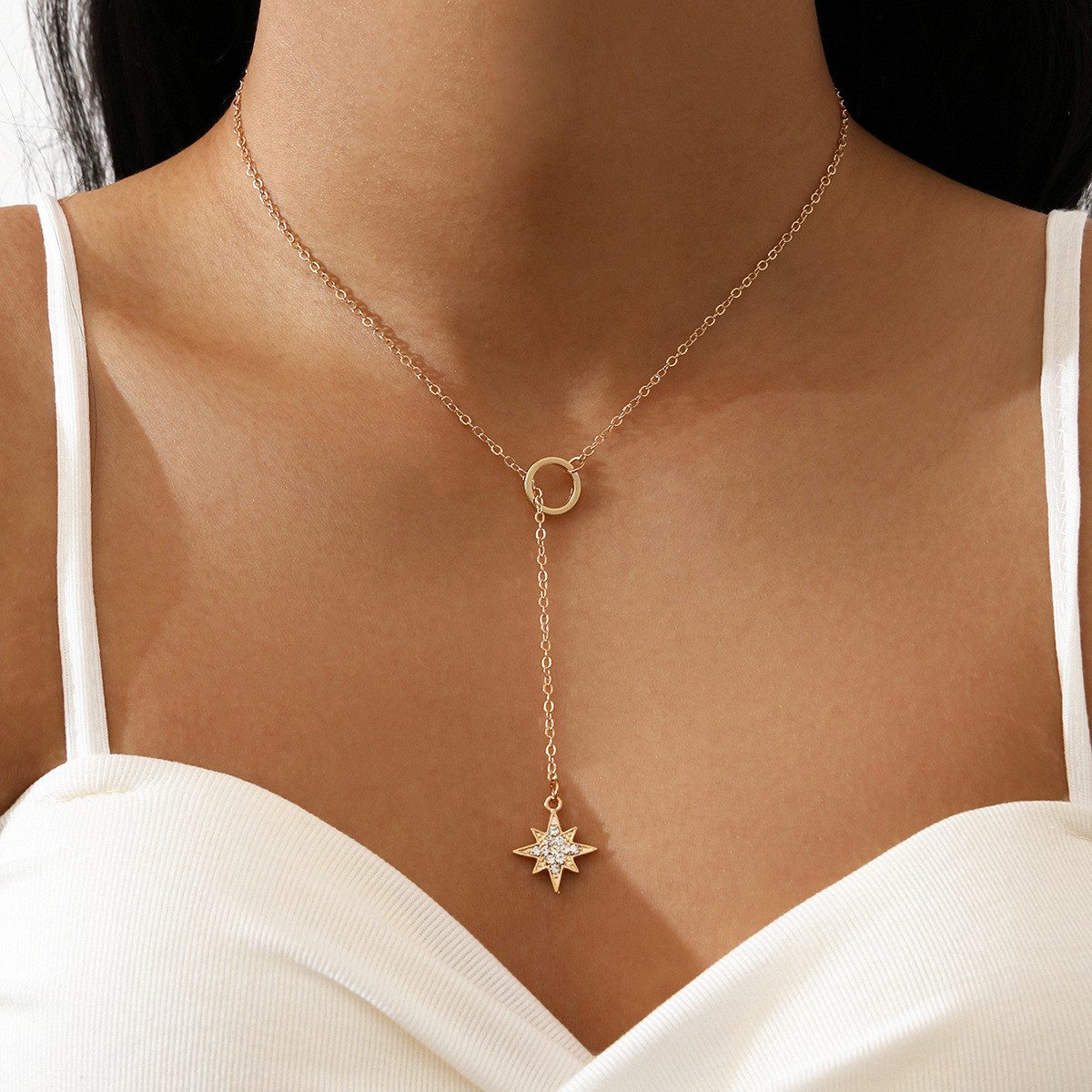 KARMA Kette mit Anhänger Halskette Damen Goldfarben Stern Kette Damenkette günstig online kaufen