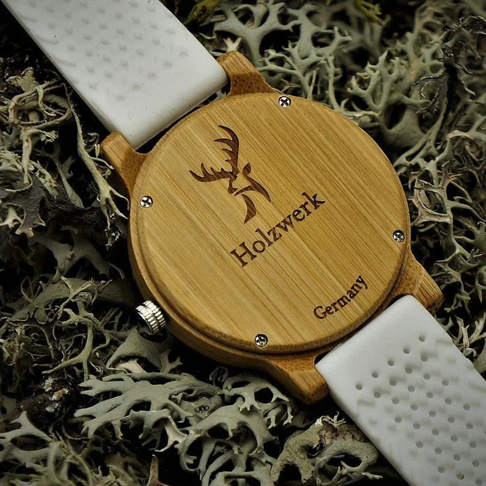 Silkon beige in Armband & Herren Quarzuhr & Holzwerk Holz CELLE mit Uhr weiß Damen