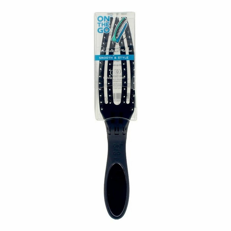 OLIVIA GARDEN Haarbürste ON TE GO smooth & style combo, Klappbarer Griff  mit integriertem Spiegel, für den Kontrollblick zwischendurch
