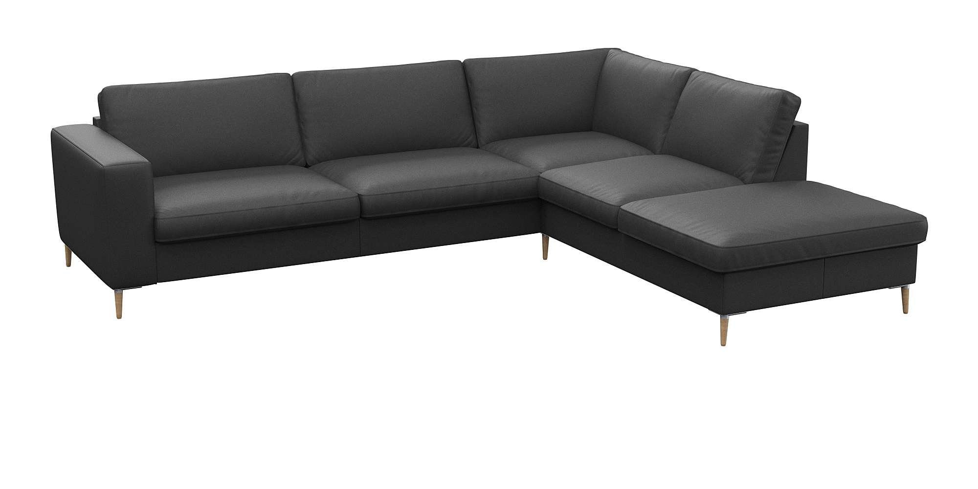 FLEXLUX Ecksofa Fiore, Sitzaufbau mit hochwertigem Kaltschaum für mehr Sitzkomfort, breite Armlehnen, L-Form, Füße Alu/Eiche