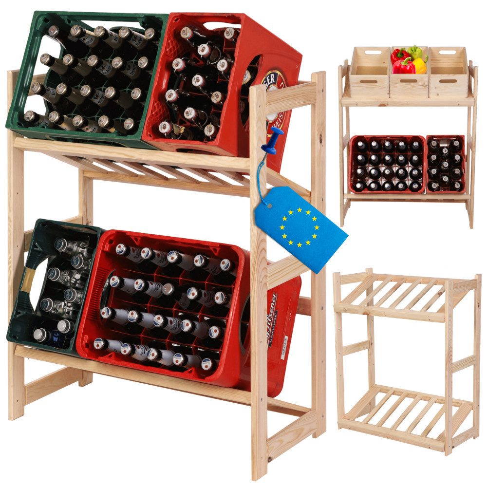 Modo24 Weinregal Kistenregal, Kombiregal, Weinregal, Holzregal, Massivholz Kiefer, Allzweckregal, Modulares Design, viele Größen und Farben