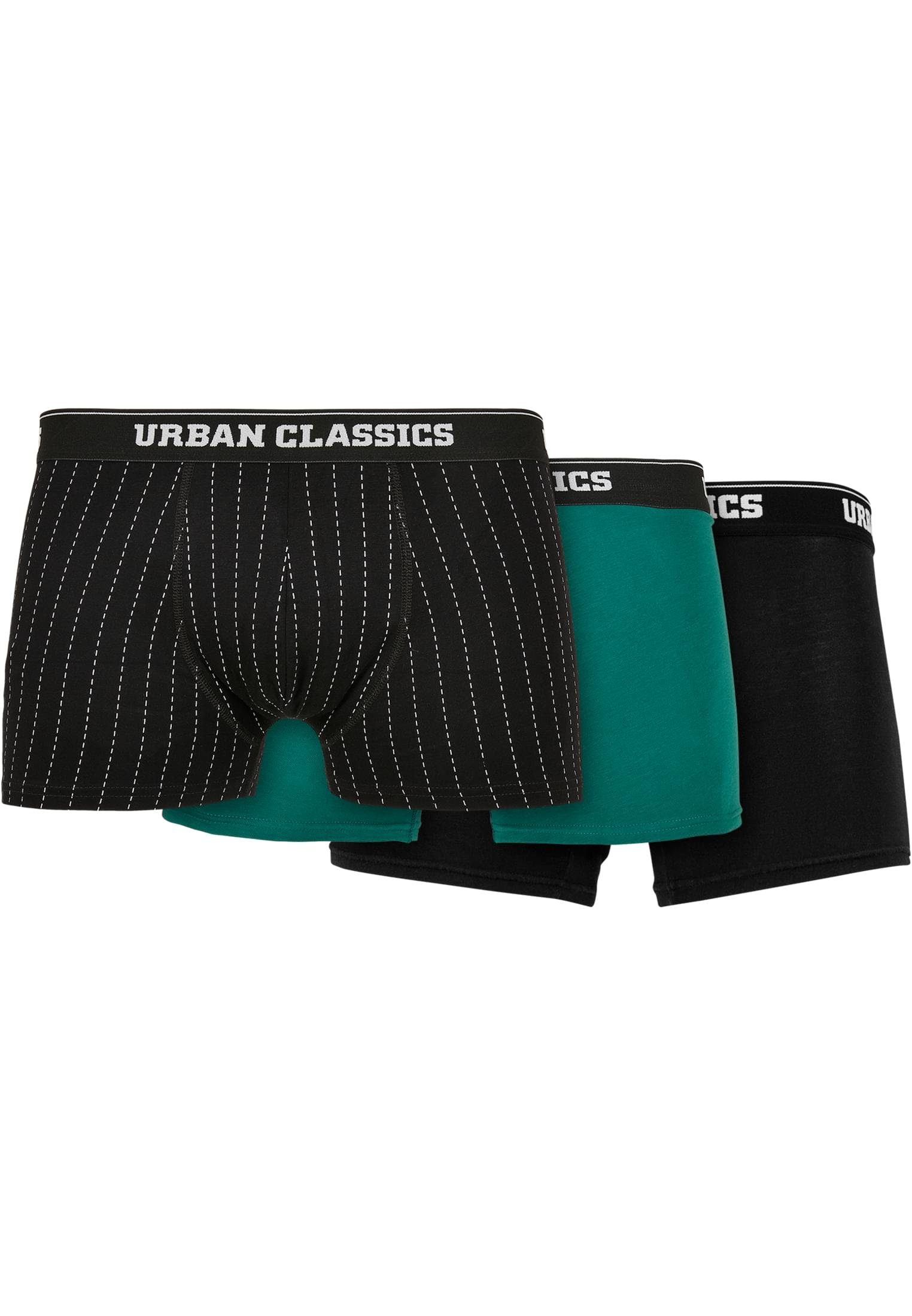 URBAN CLASSICS Boxershorts Herren Organic Boxer Shorts 3-Pack (1-St) pinstripe aop black treegreen