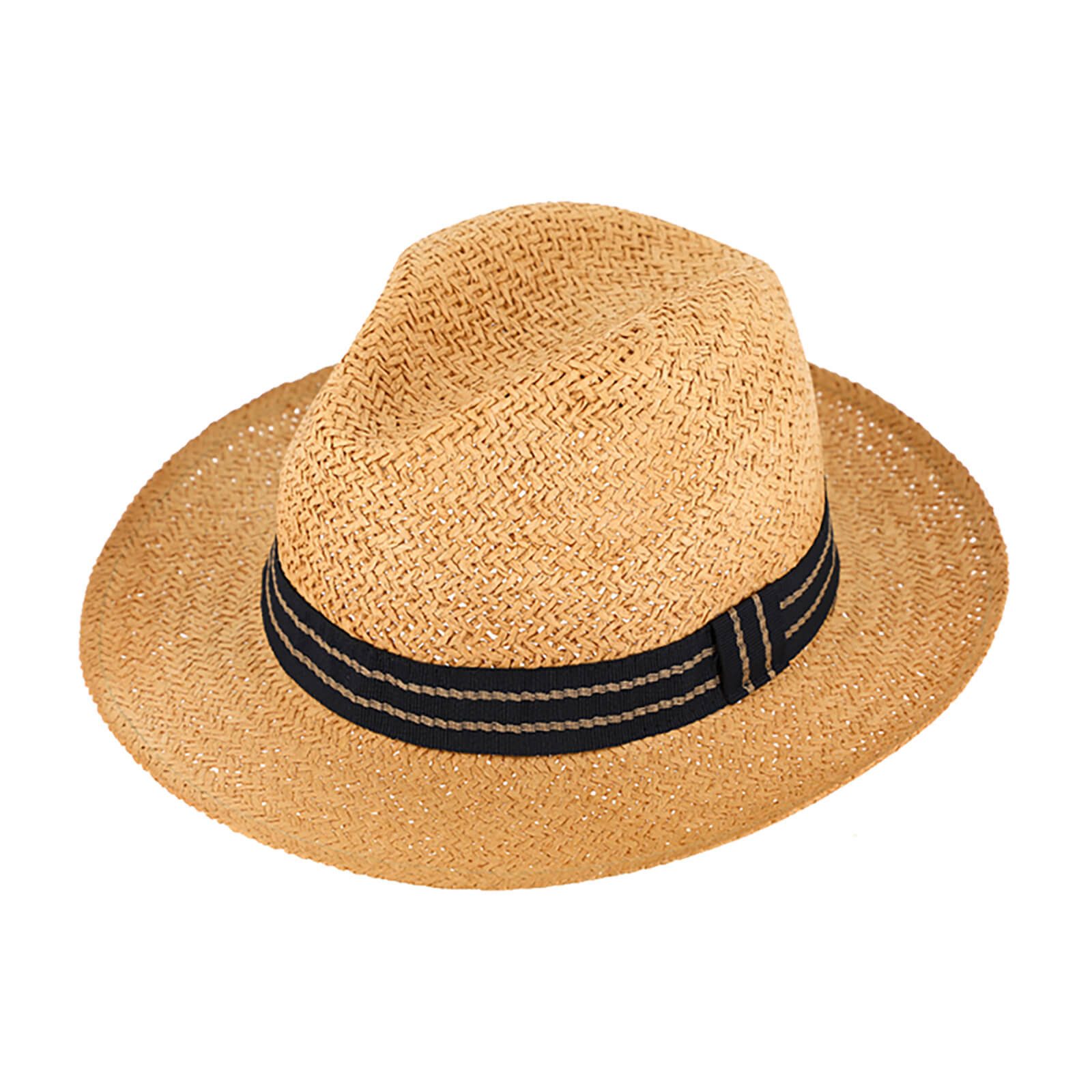 Sonnenhut Papierhut Fedora mit Kontrastripsband crushable