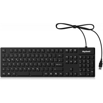 KEYSONIC KSK-8030IN DE Tastatur (Qwertz Layout, Deutsches Layout, wasserdicht, staubgeschützt, schwarz)