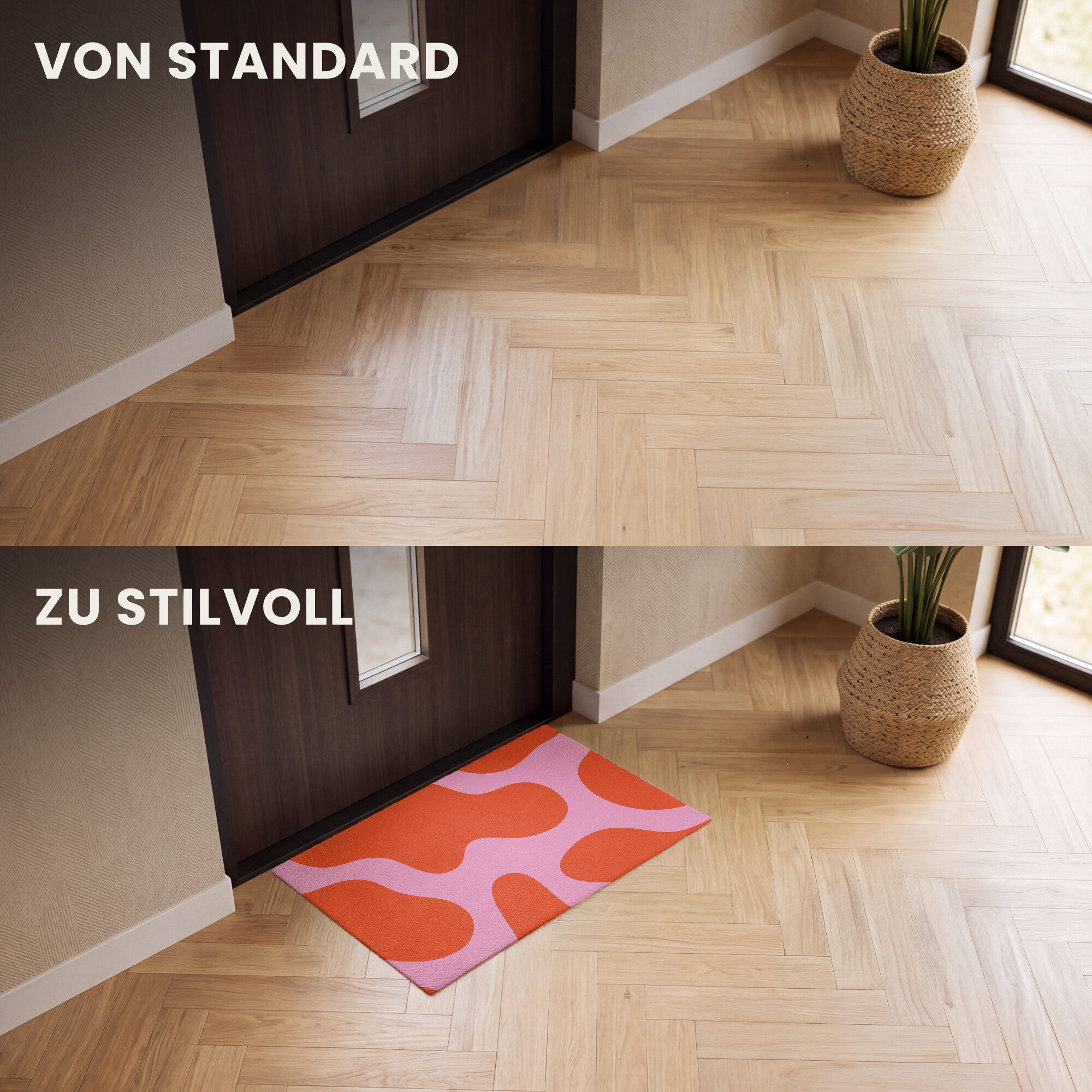 MuchoWow Fußmatte Flecken - Rot - Rosa - Muster - Minimalistisch, Rechteckig, innen Schmutzfangmatte, Tür, Schmutzfänger Flur, Teppich 60x40 cm – Bild 3 von 5