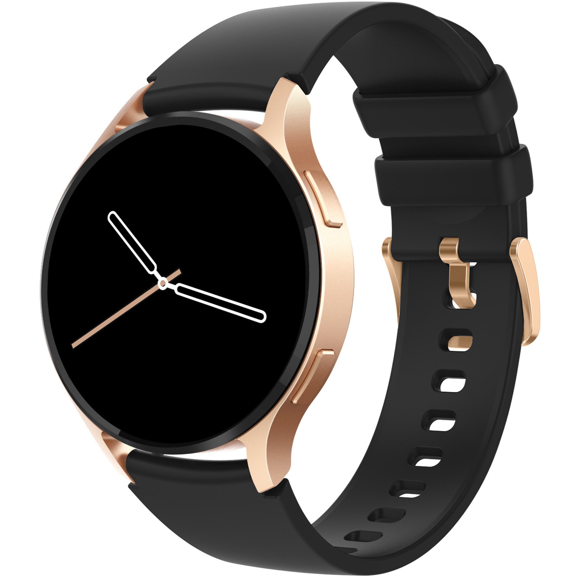 Levowatch EDGY Damen Smartwatch, AMOLED Always-On, KI Steuerung, Fitness Tracker Smartwatch (3,8 cm/1,43 Zoll, Android und iOS) inkl. Wechselarmband, 3 Armbänder, goldfarben, Edelstahlgehäuse, Telefonfunktion, Sprachsteuerung, Puls, Schlafüberwachung, wasserdicht, Blutdruck, Frauenmonitor, Anrufe, Musik, Markenqualität