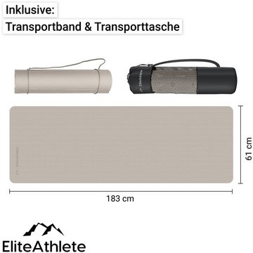 EliteAthlete Yogamatte EliteAthlete® Yogamatte - Sportmatte - Fitnessmatte - Yoga Matte (Set bestehend aus: Matte, Transporttasche, Transportband)