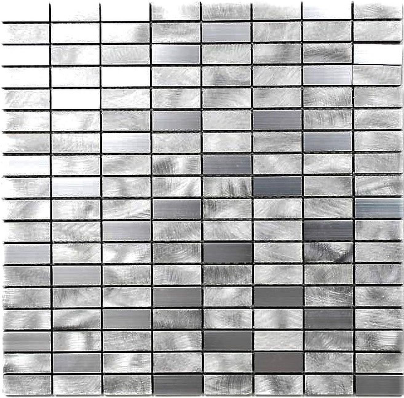 Mosani Mosaikfliesen Mosaik Fliese Aluminium silber gebürstet poliert Küche