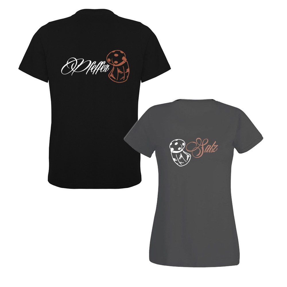 G-graphics T-Shirt Salz & Pfeffer (Partner- / Paar-Set, Einzelteile zum selbst zusammenstellen) Aufdruck auf der Vorder- oder Rückseiteseite wählbar