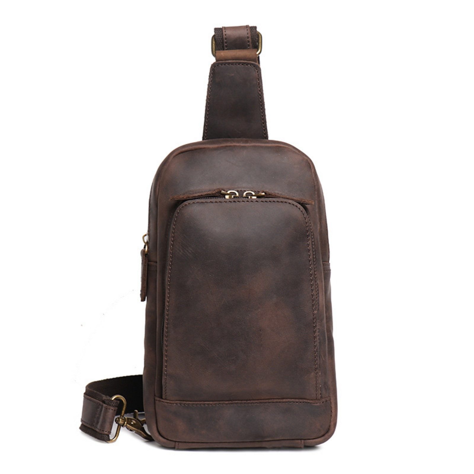 Messenger Bag Herren Leder Sling Tasche Crossbody Brusttasche Rucksack Schulterpack