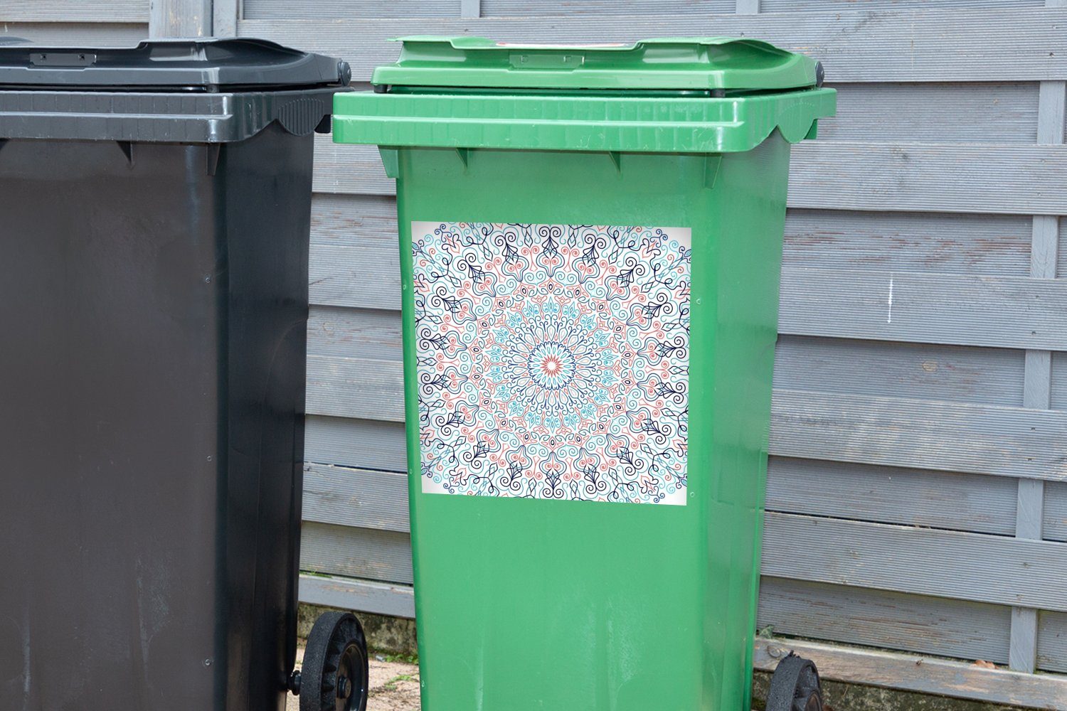 Mandala (1 - Abstrakt Boho - Sticker, Mülleimer-aufkleber, MuchoWow St), Mülltonne, Hippie Abfalbehälter - Wandsticker Container,