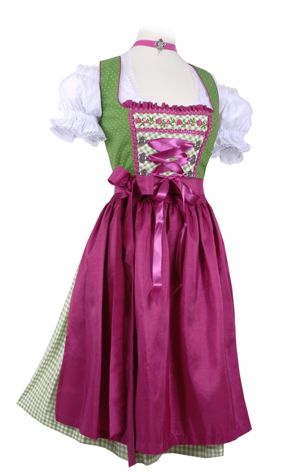 Moschen-Bayern Dirndl Mini-Dirndl kurz Damen - Dirndl Mini Blau/Marine Trachtenkleid Oktoberfest Wiesn-Dirndl 60 cm kurz, kariert, Mini, Trachtenkleid, geblümt, Dirndl